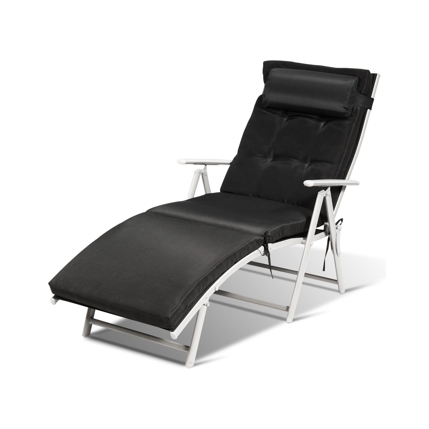 Chaise longue pliante rembourrée et ajustable de TopBuy - Noir - Turquoise - Gris