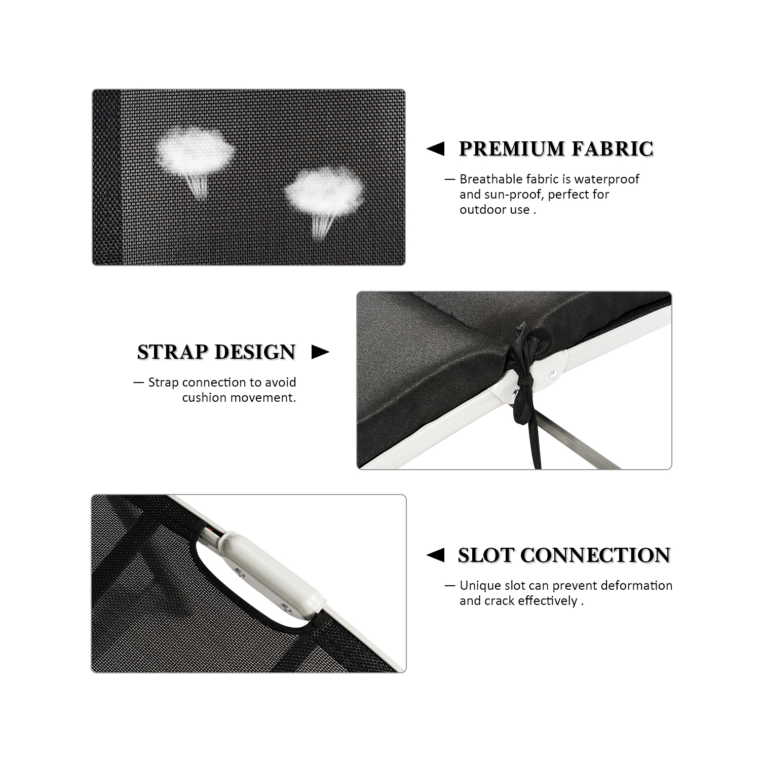 Chaise longue pliante rembourrée et ajustable de TopBuy - Noir - Turquoise - Gris