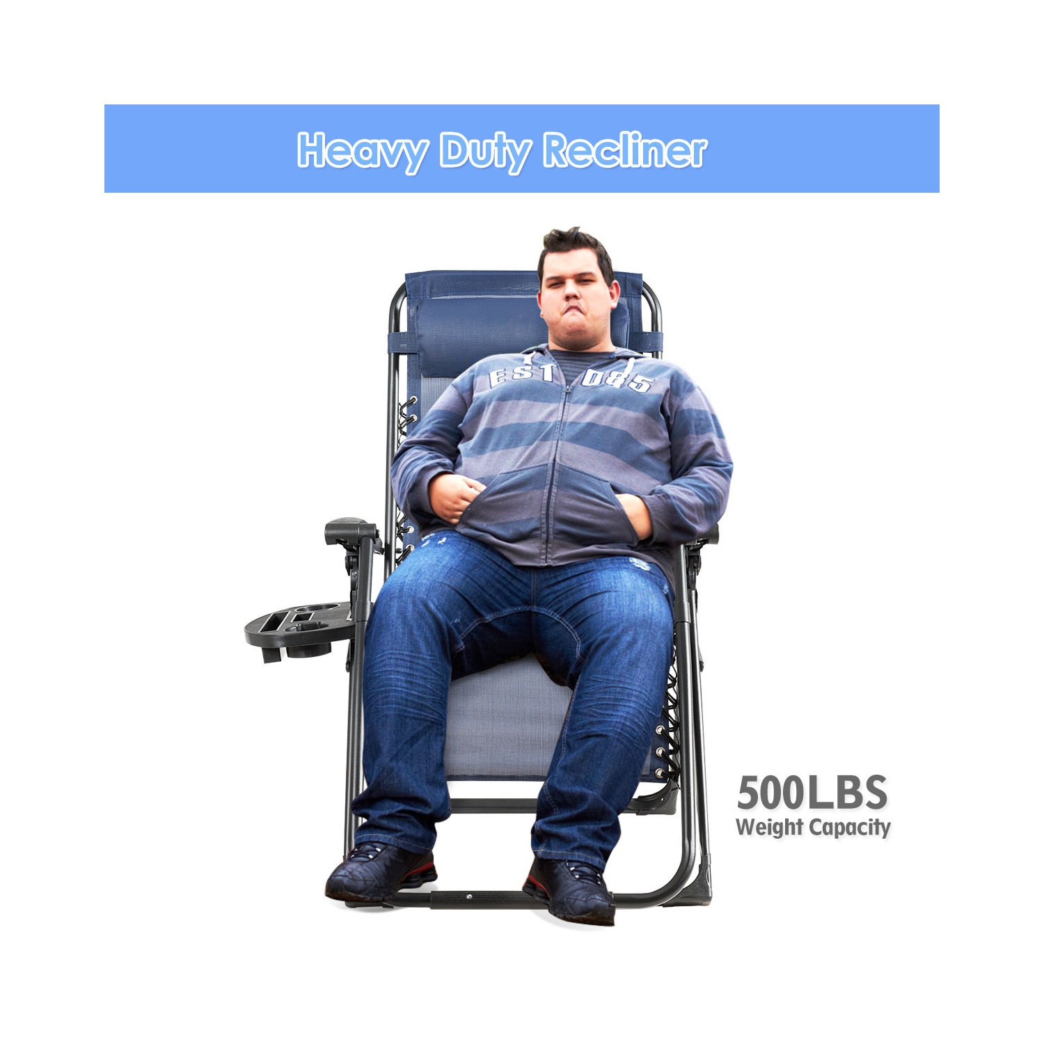 Topbuy Oversized Zero Gravity Lounge Chair Folding Recliner w/ Cup Holder & Pillow Navy Blue Wine Beige Black