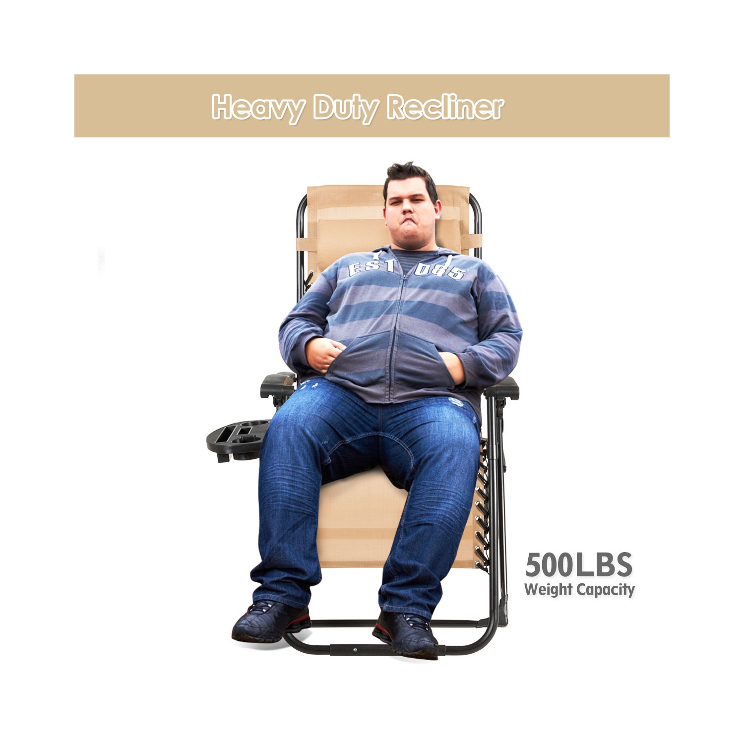 Topbuy Oversized Zero Gravity Lounge Chair Folding Recliner w/ Cup Holder & Pillow Navy Blue Wine Beige Black