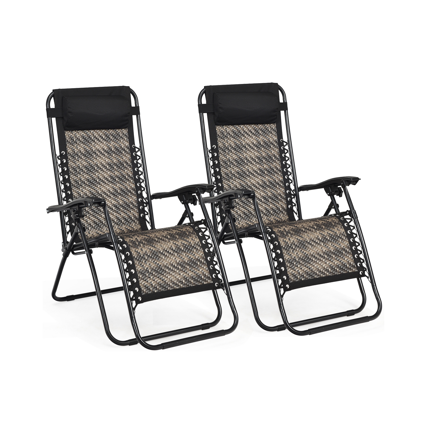 Topbuy Folding Recliner Patio Rattan Zero Gravity Lounge Chair With Headrest