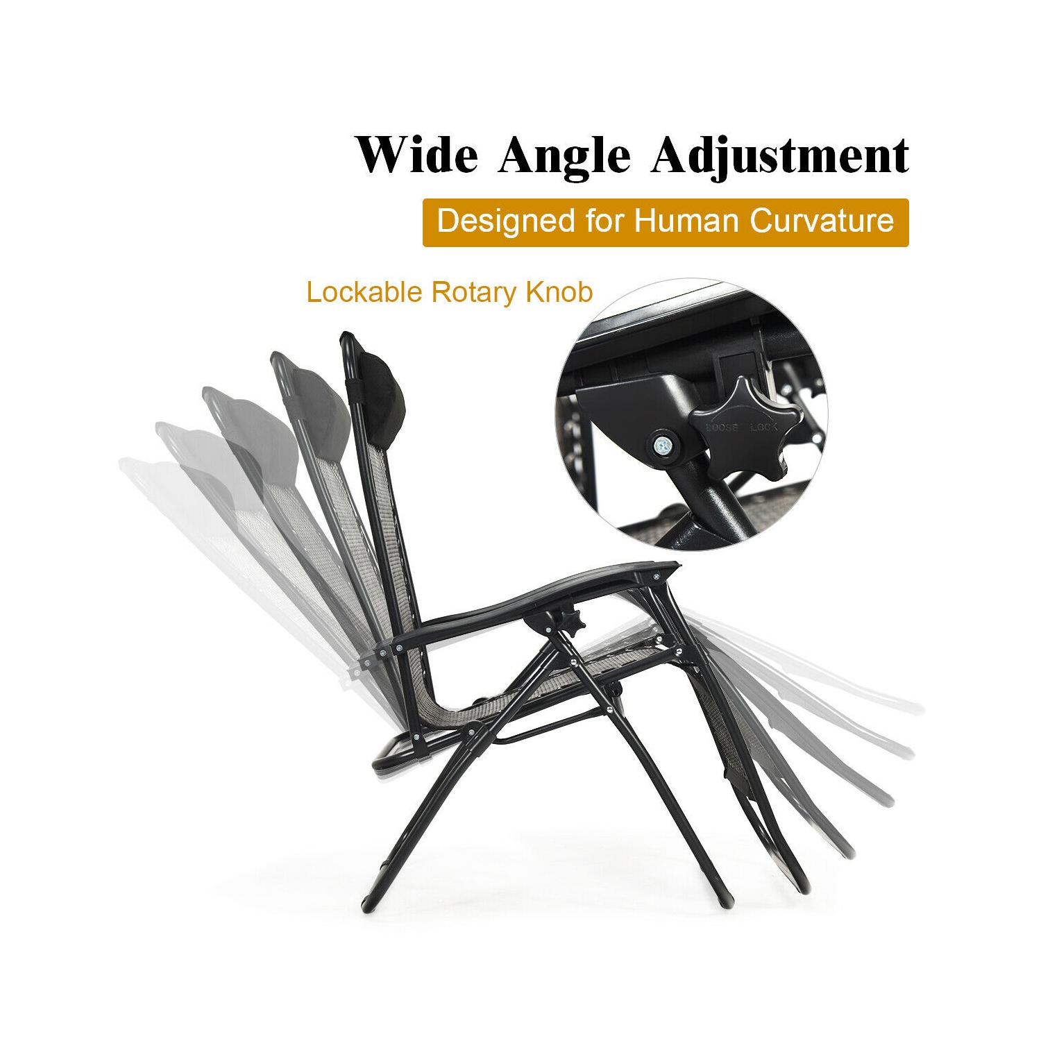 Topbuy Folding Recliner Patio Rattan Zero Gravity Lounge Chair With Headrest