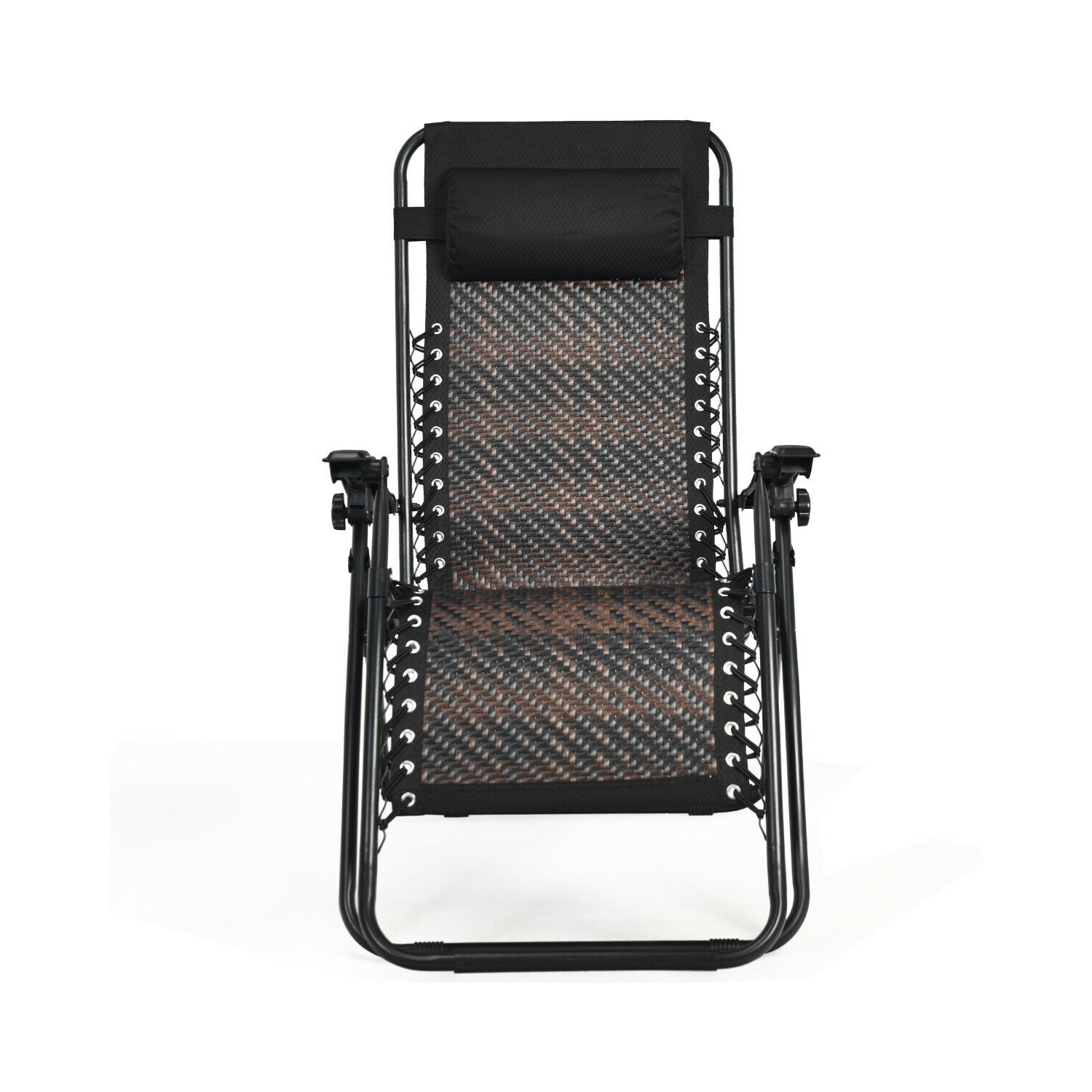 Topbuy Folding Recliner Patio Rattan Zero Gravity Lounge Chair With Headrest