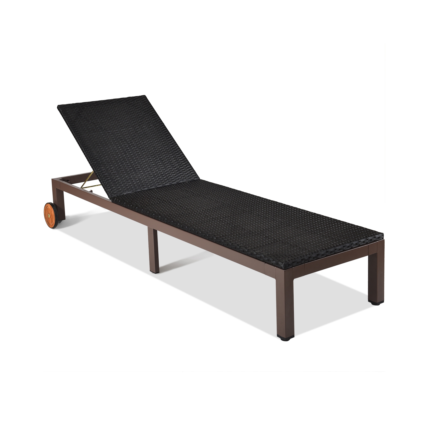 Topbuy Patio Rattan Lounge Chair Outdoor Cushioned Chaise Height Adjustable Turquoise