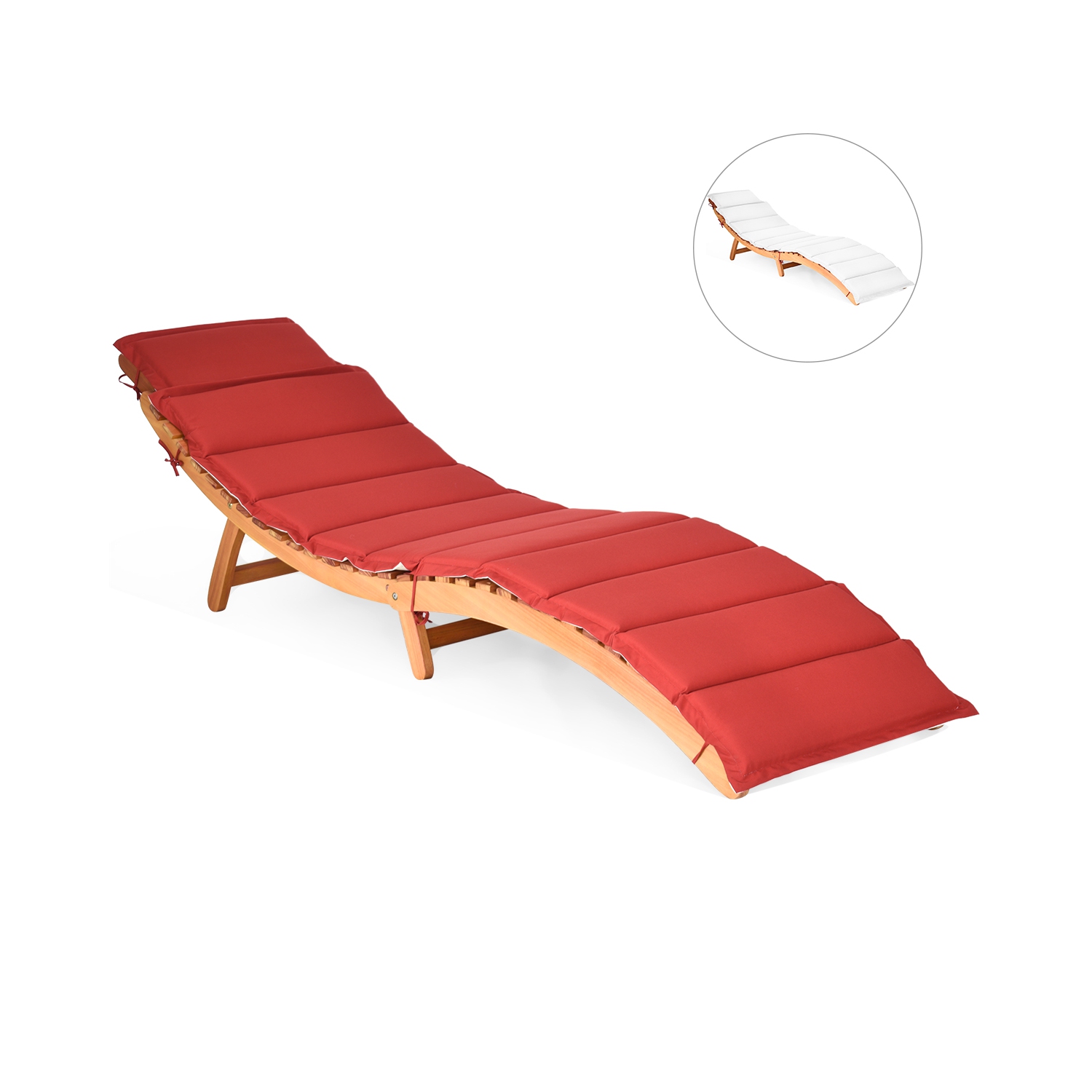 Topbuy Folding Wood Lounge Outdoor Wooden Chaise Chair with Cushion Set of 2