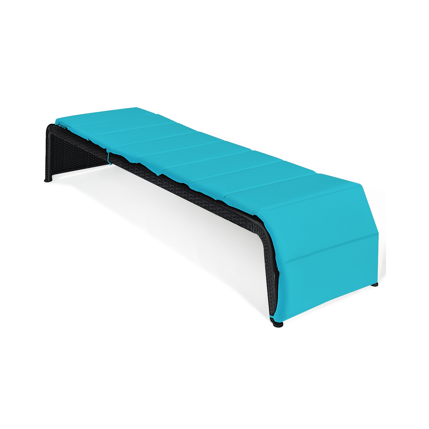 Topbuy Adjustable Outdoor Rattan Chaise Lounge Recliner Couch with Red/Turquoise Cushions