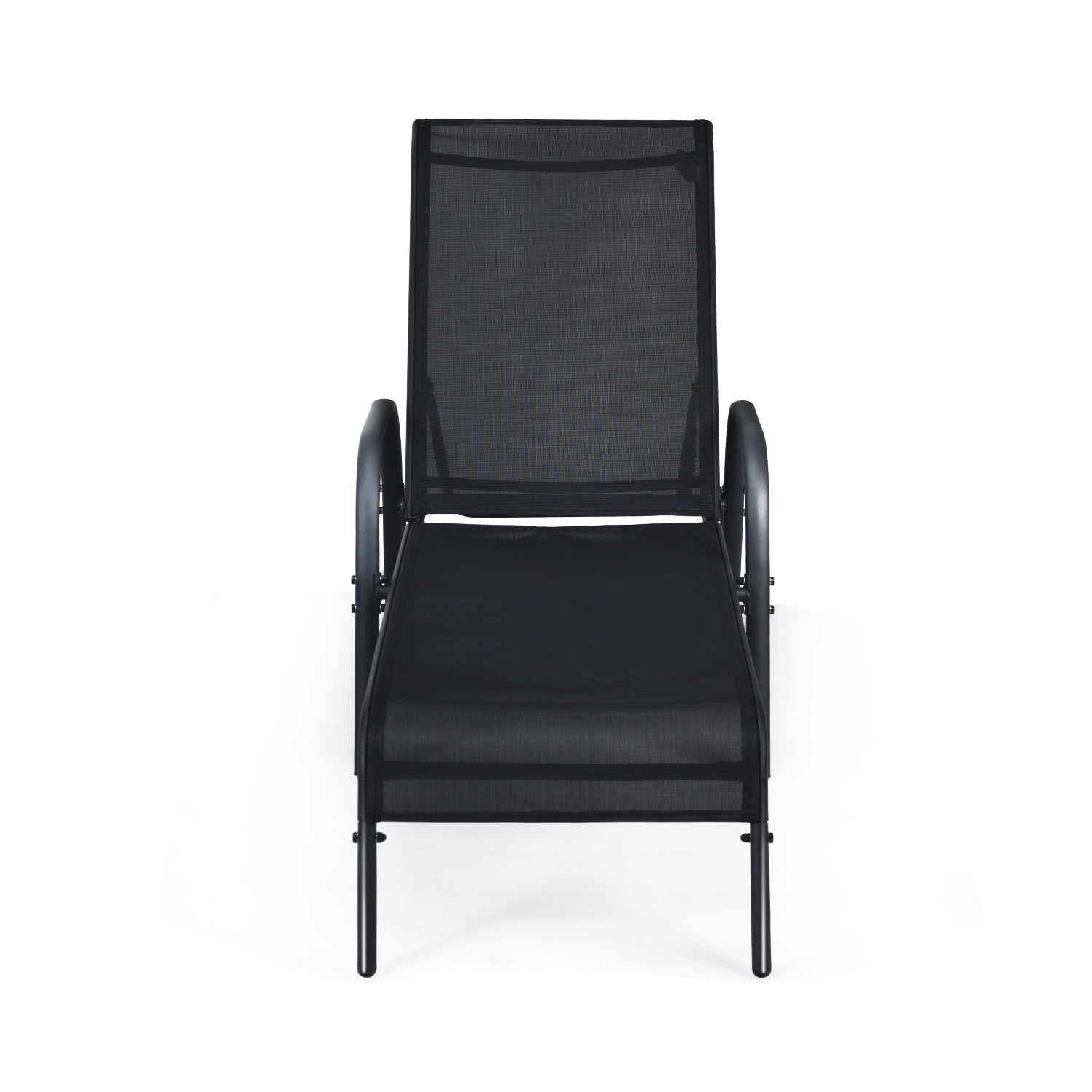 Topbuy Outdoor Chaise Lounge Chair Adjustable Reclining Bed with Backrest& Armrest Black/Brown