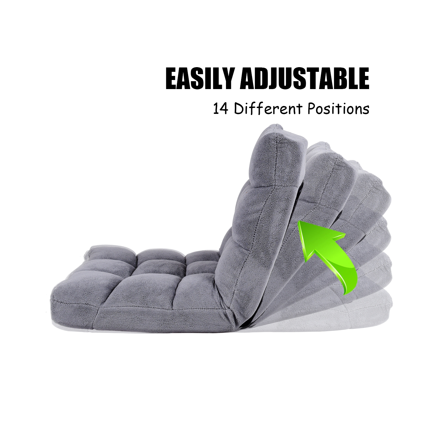 Topbuy Adjustable 14-Position Floor Chair,Padded Gaming Chair Lazy Recliner