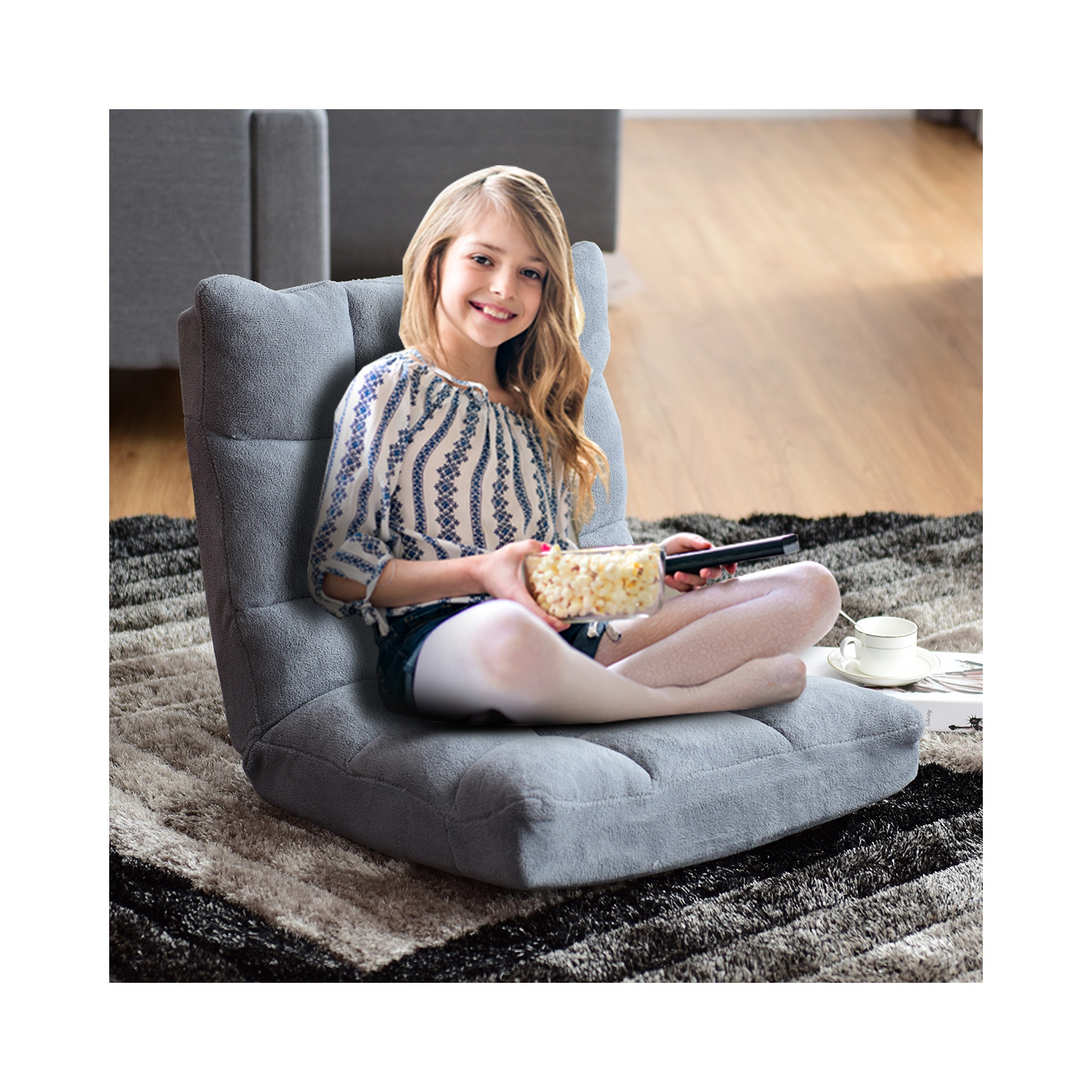 Topbuy Adjustable 14-Position Floor Chair,Padded Gaming Chair Lazy Recliner