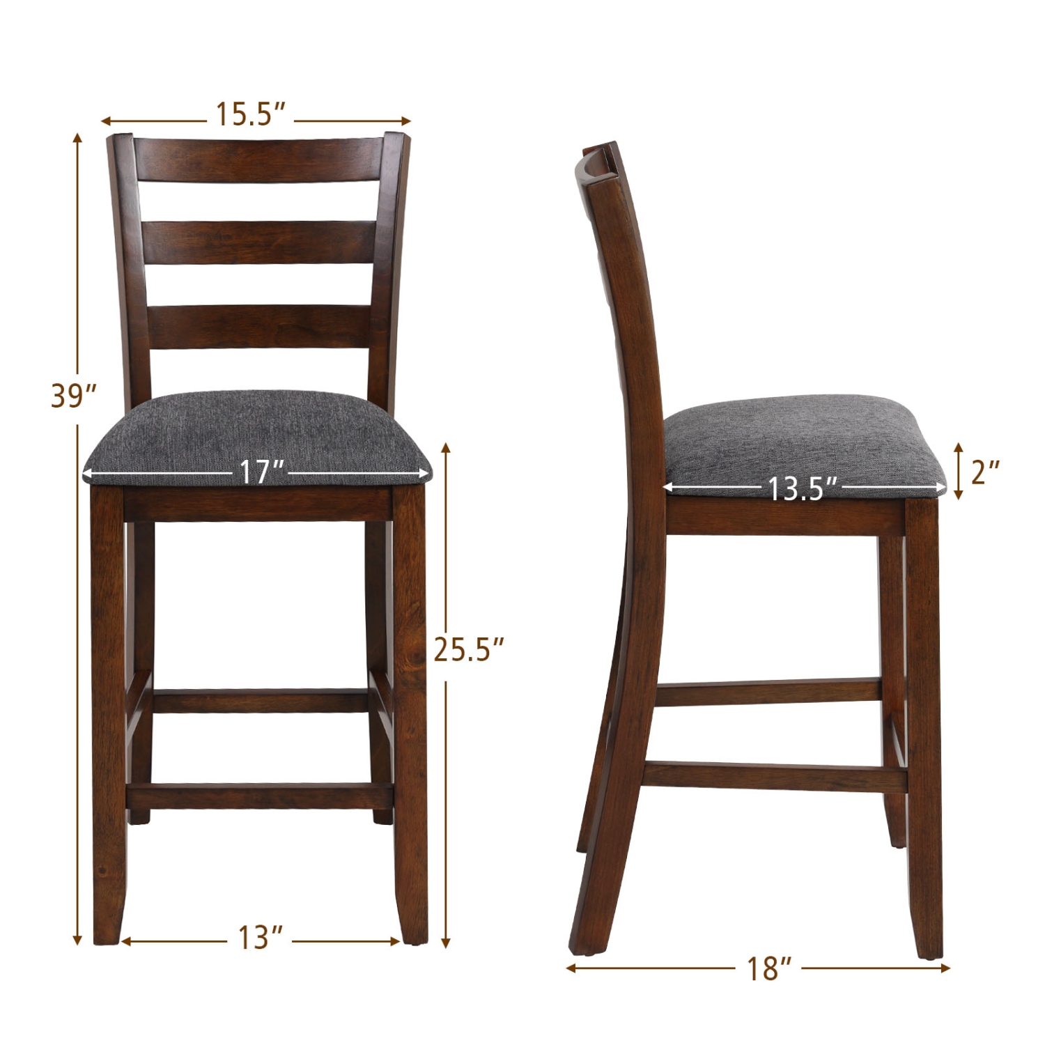 Ensemble de 4 chaises de salle à manger à revêtement rétro avec dossier et repose-pieds TopBuy Brun et gris