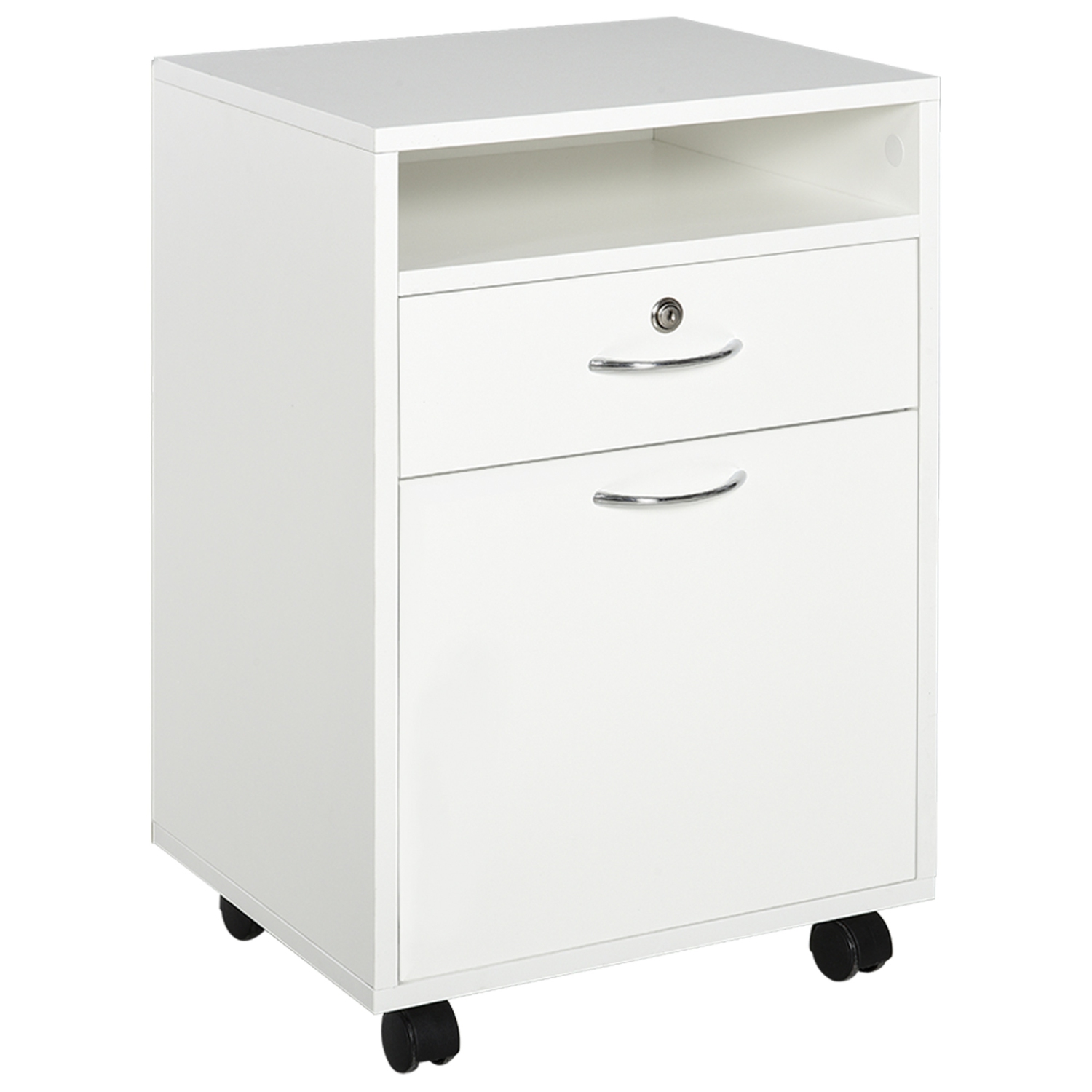 HOMCOM – Classeur vertical de 24&nbsp;po avec tiroir verrouillable, classeur mobile avec 2 clés, roulettes pour bureau à domicile, blanc