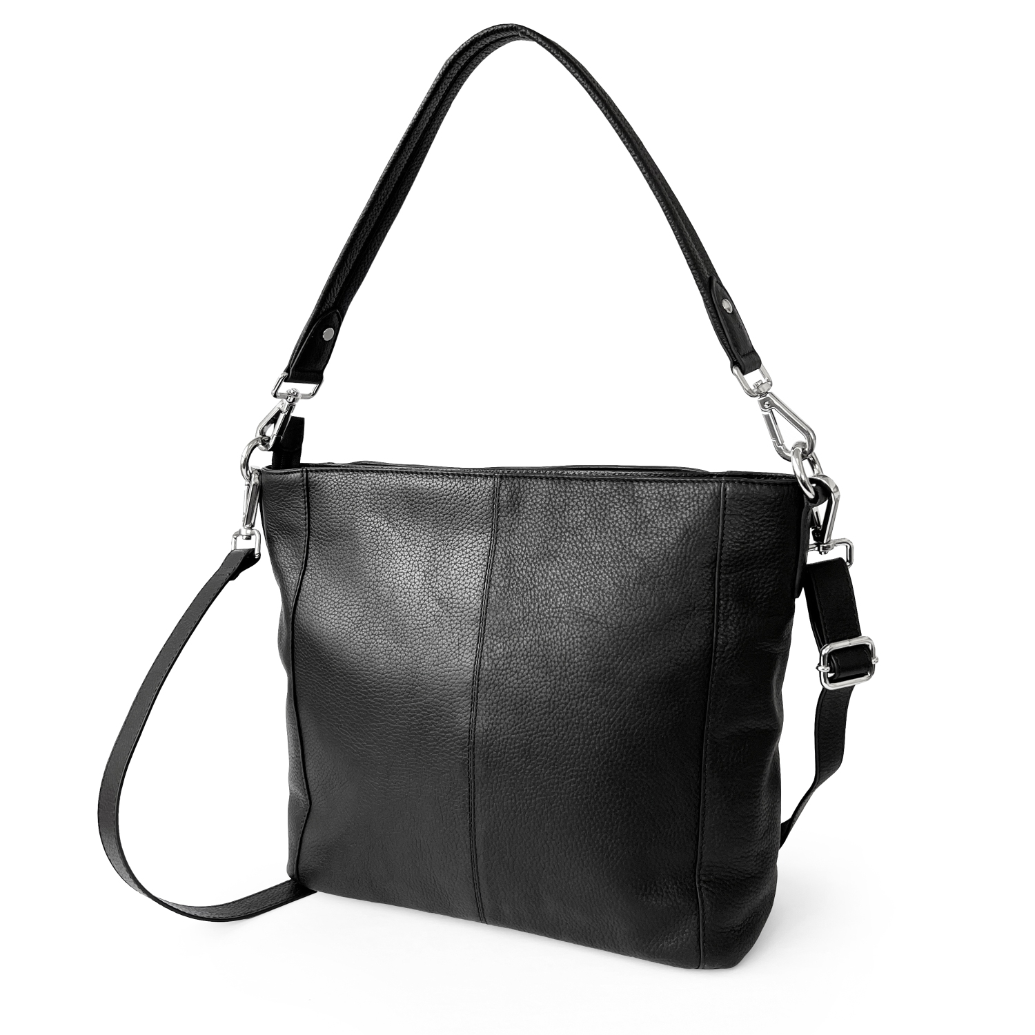 Sac besace à bandoulière en cuir avec poche à plusieurs fermetures à glissière pour femmes de Club Rochelier - Noir