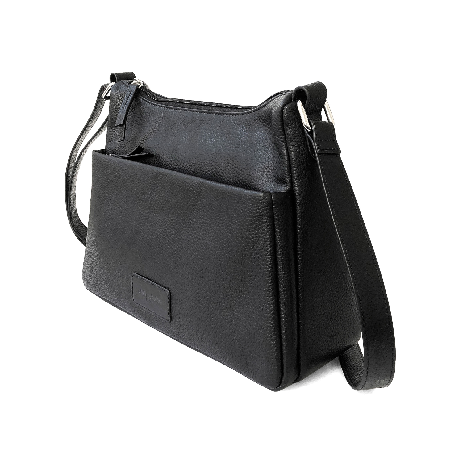 Club Rochelier Ladies Leather Medium Multi Zip Crossbody Bag, Black