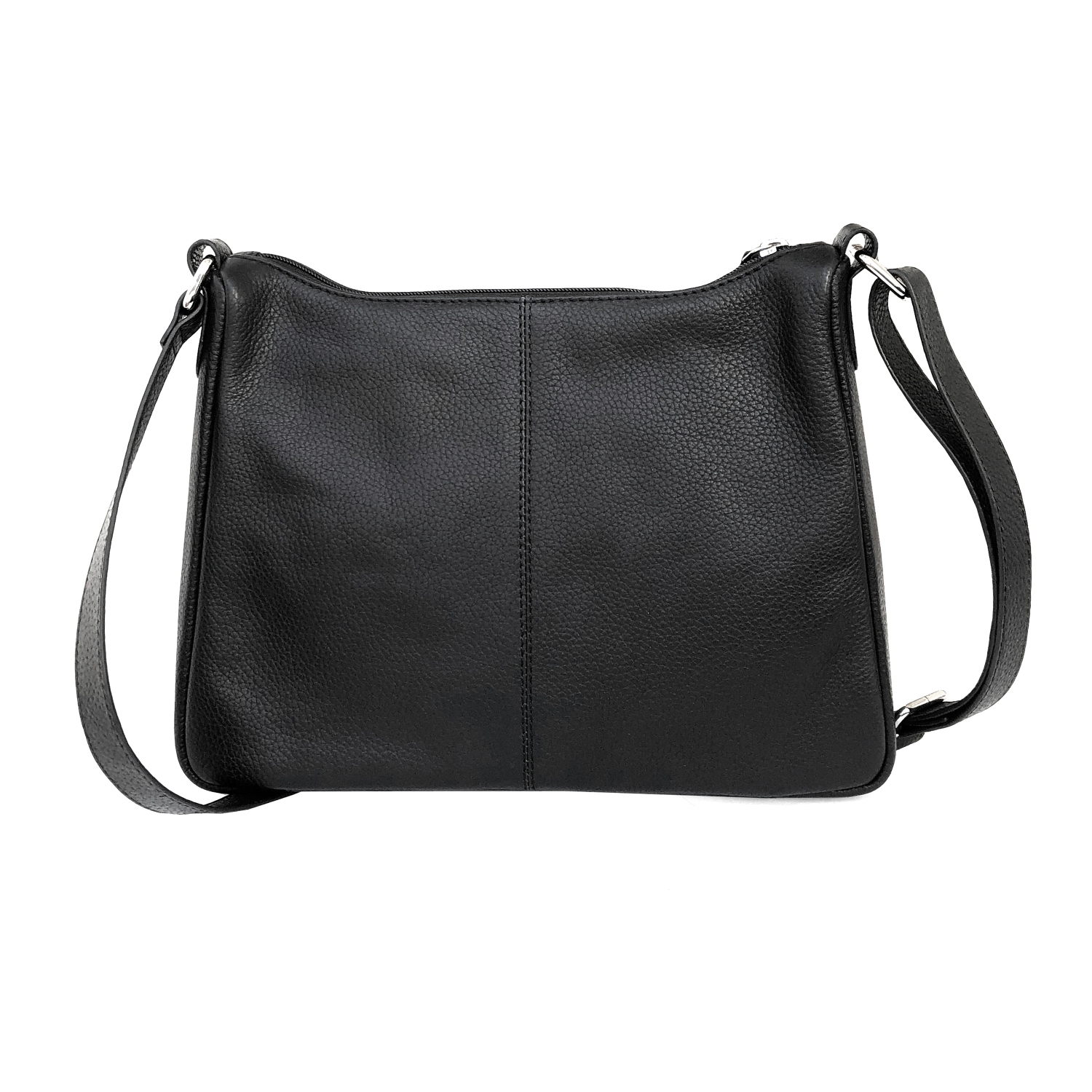 Club Rochelier Ladies Leather Medium Multi Zip Crossbody Bag, Black