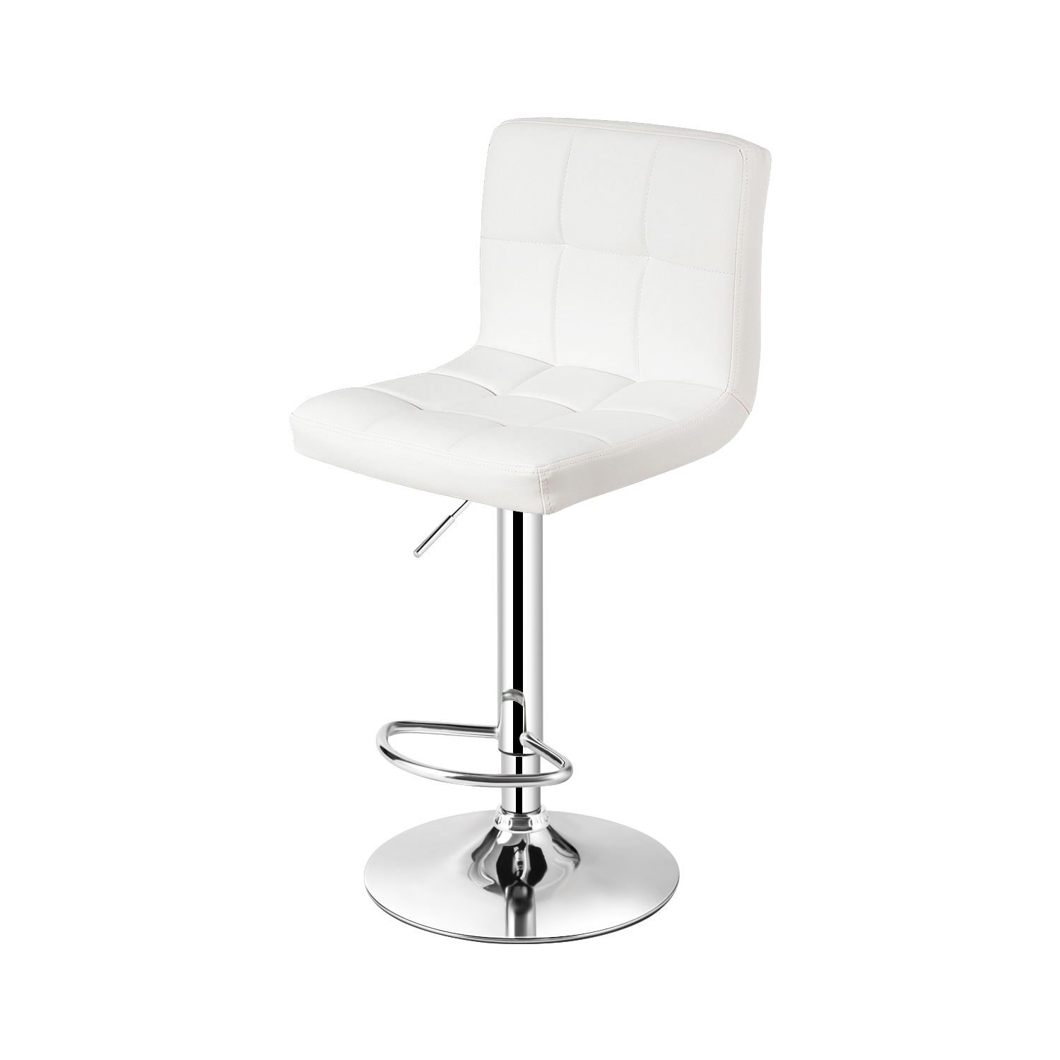 Topbuy Height Adjustable Swivel Bar Stool PU Leather Chair W/Backrest White