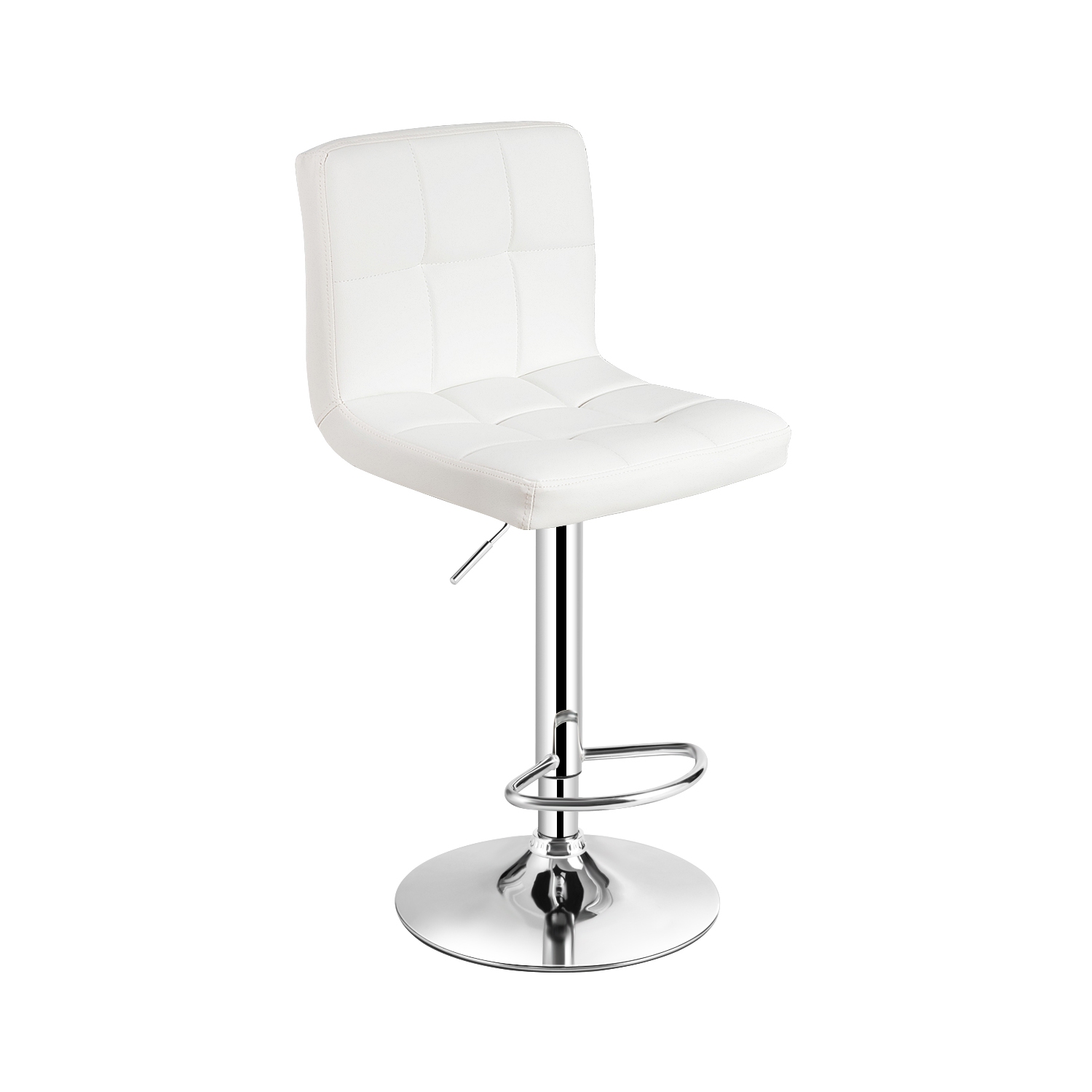 Topbuy Height Adjustable Swivel Bar Stool PU Leather Chair W/Backrest White