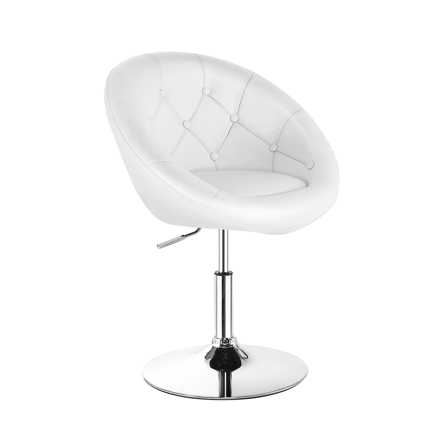 Topbuy Modern Swivel Bar Stools Height Adjustable Round Tufted Back Accent Chair Black/White