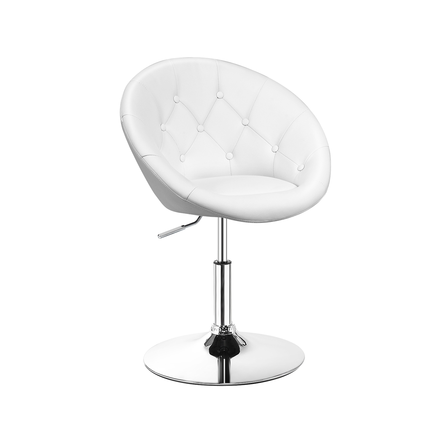 Topbuy Modern Swivel Bar Stools Height Adjustable Round Tufted Back Accent Chair Black/White