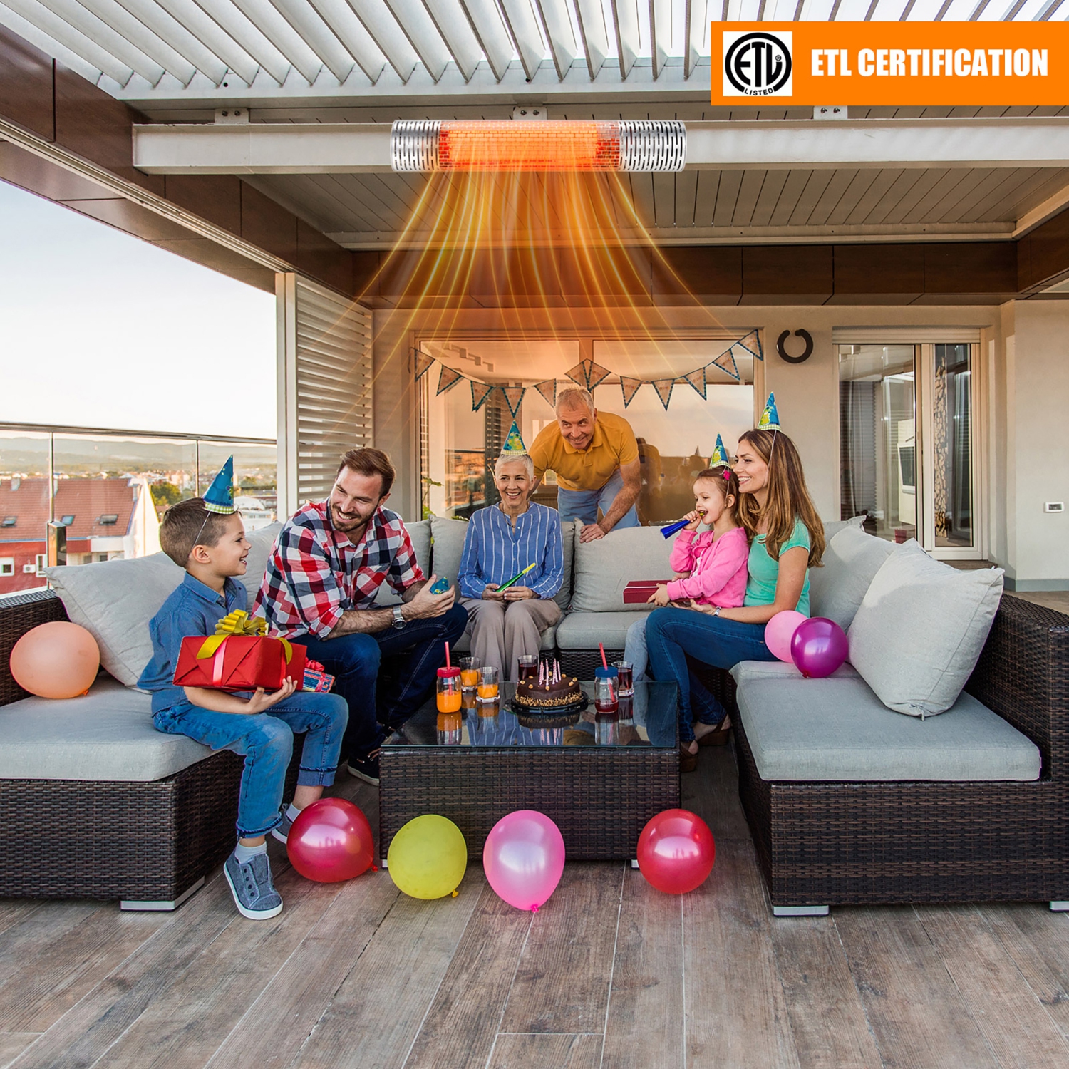 Chauffage infrarouge mural 1500W Chauffage électrique intérieur et extérieur avec télécommande