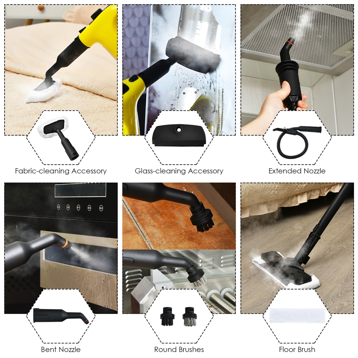 Costway 1400W Multipurpose Pressurized Steam Cleaner Mop W/ 17 Pieces Accessories