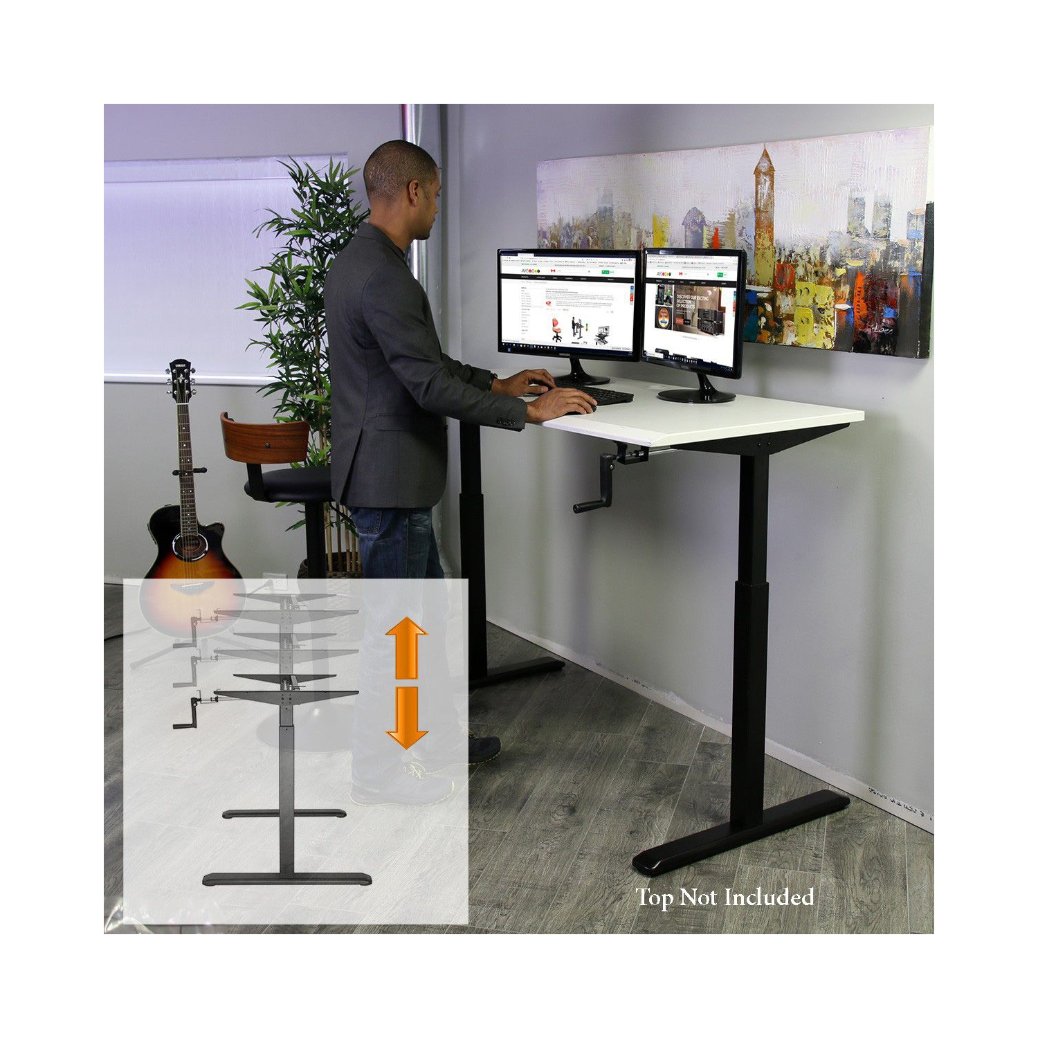 Boost FS-DR48C Manual Crank Height Adjustable Desk Frame (Frame Only) - Open Box
