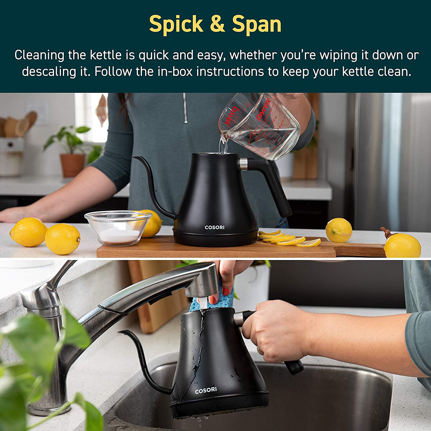 COSORI Electric Gooseneck Smart Bluetooth Temperature Control 5 Variable Presets Pour Over Kettle