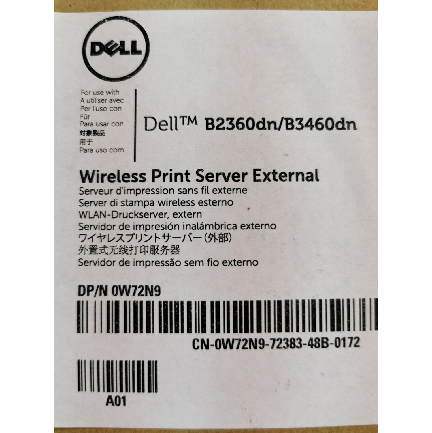 Refurbished (Good) - 0W72N9 | W72N9 | 27X0237 | Dell Wireless Printer Adapter