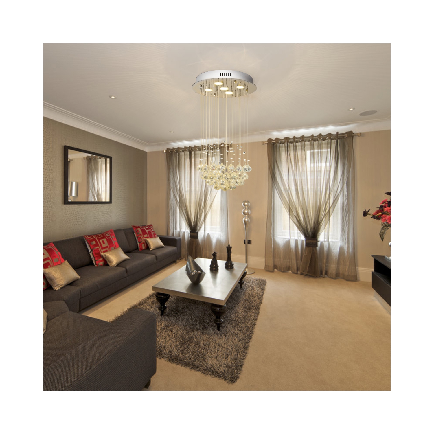 TopBuy – Lustre de cristal moderne encastré avec boules de cristal