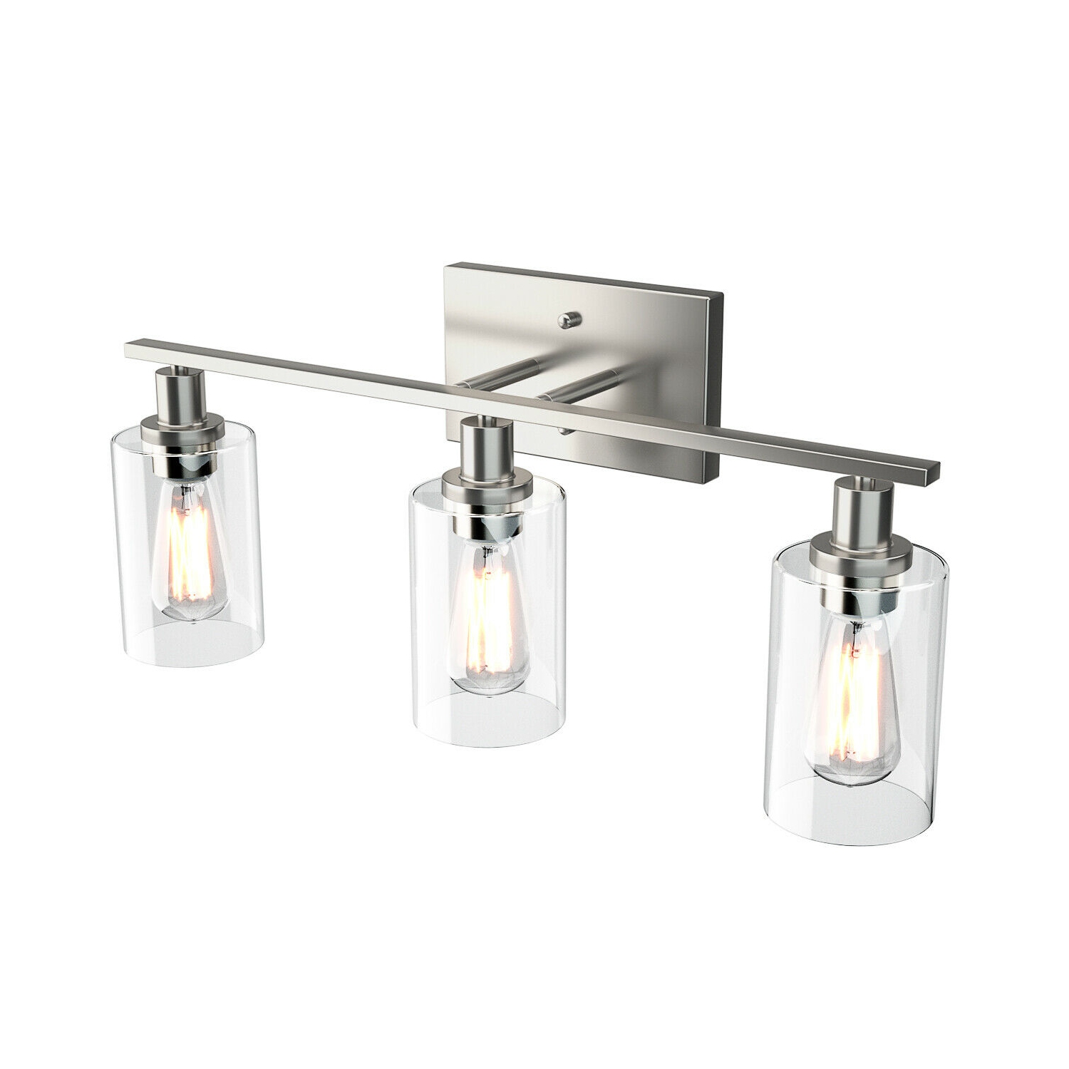 TopBuy – applique murale moderne pour salle de bain à 3 lumières avec abat-jour en verre transparent