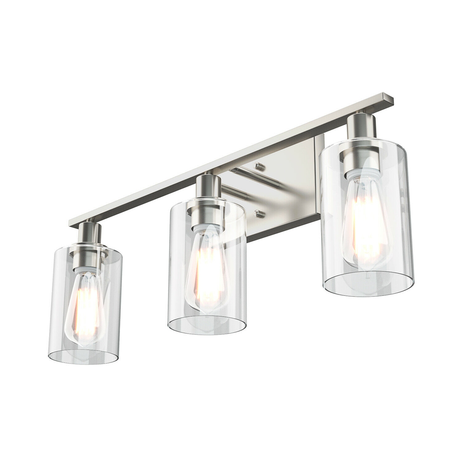 TopBuy – applique murale moderne pour salle de bain à 3 lumières avec abat-jour en verre transparent