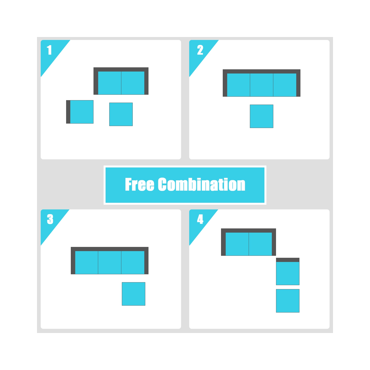 Ensemble de 4 pièces avec canapé modulaire en rotin de TopBuy, turquoise/rouge