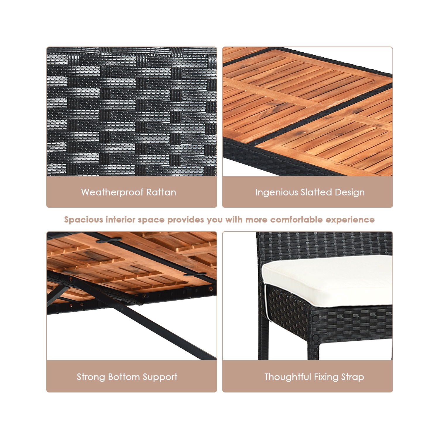 Topbuy 7 Pieces Outdoor Rattan Wicker Dining Table Set with Cushions