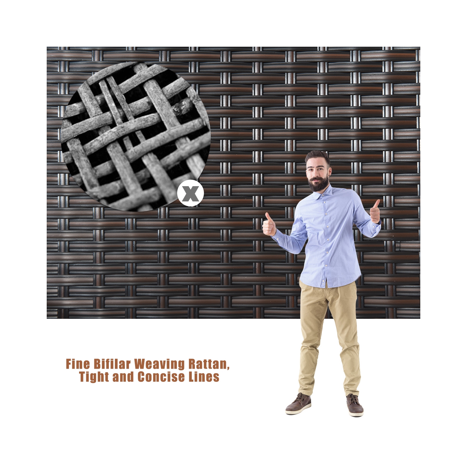 Topbuy 8PCS Conversation Wicker Set Patio Rattan Table&Cushioned Chair