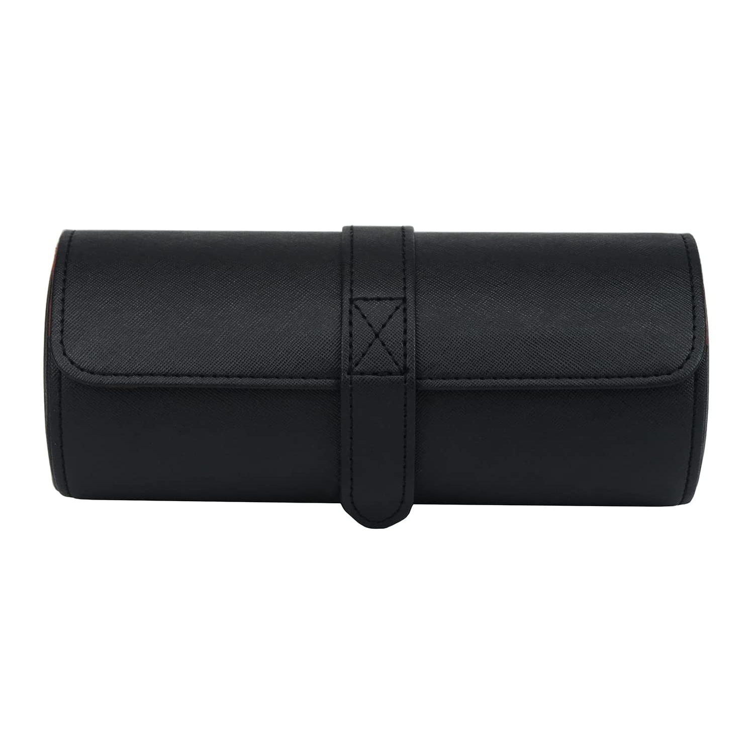 3 Slot PU Leather Roll Watch Case Jewelry Organizer and Valet for Men/Women