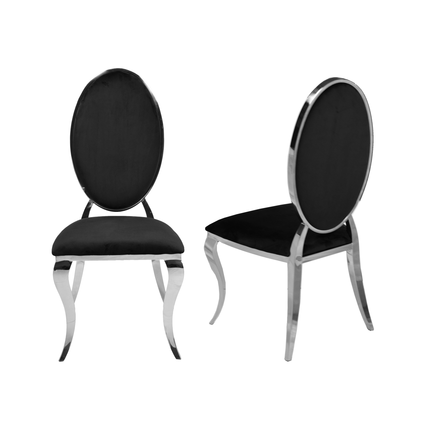 Black Velvet Bronx Dining Chair with Chrome Frame and Legs