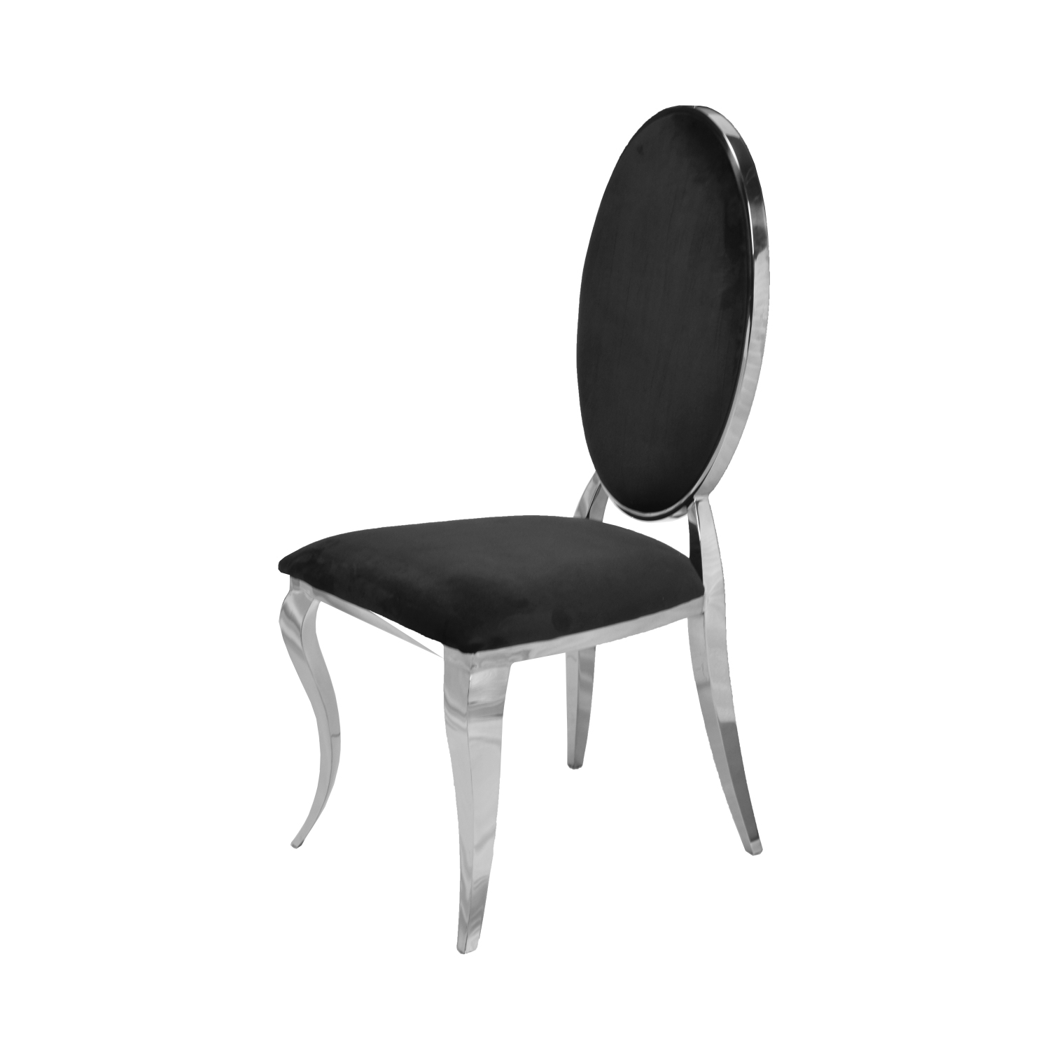 Black Velvet Bronx Dining Chair with Chrome Frame and Legs