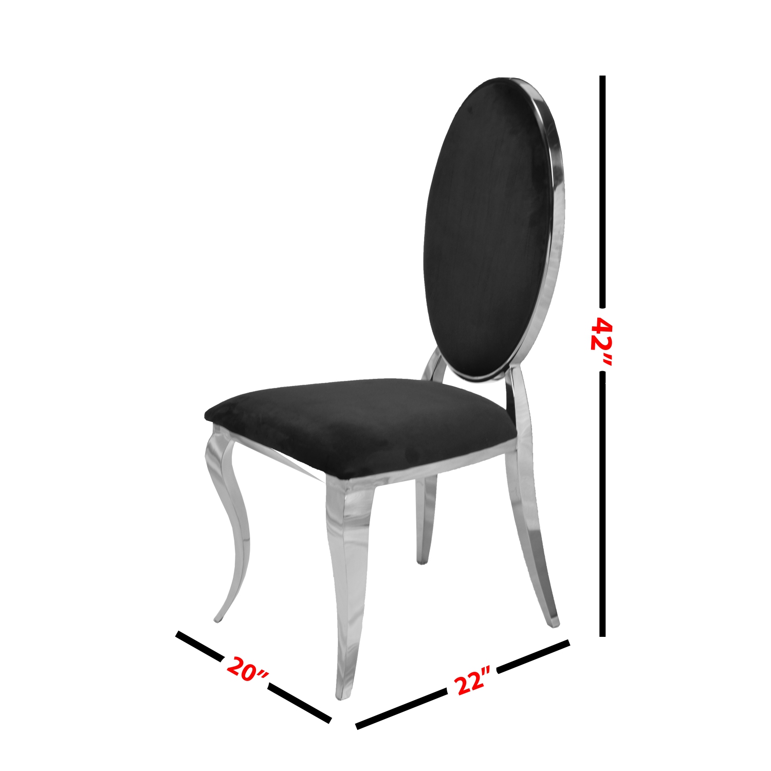 Black Velvet Bronx Dining Chair with Chrome Frame and Legs