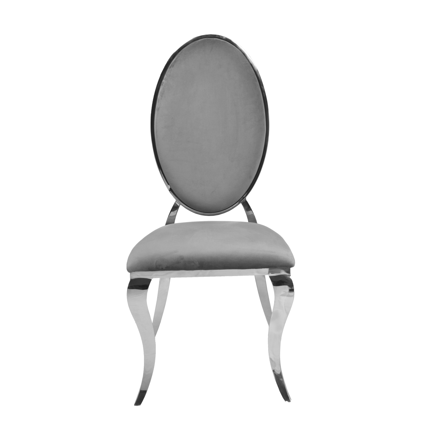 Grey Velvet Bronx Dining Chair with Chrome Frame and Legs