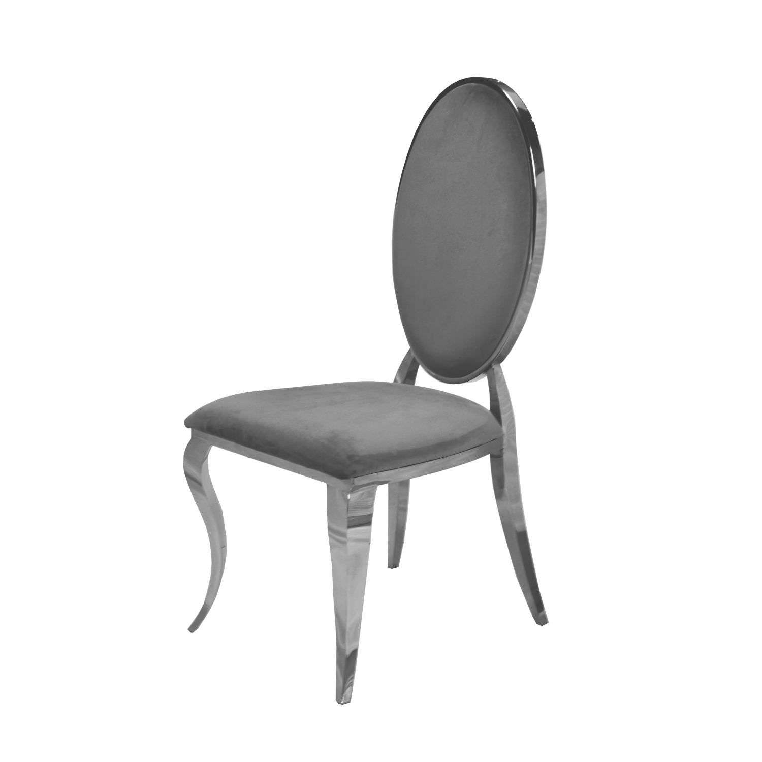 Grey Velvet Bronx Dining Chair with Chrome Frame and Legs