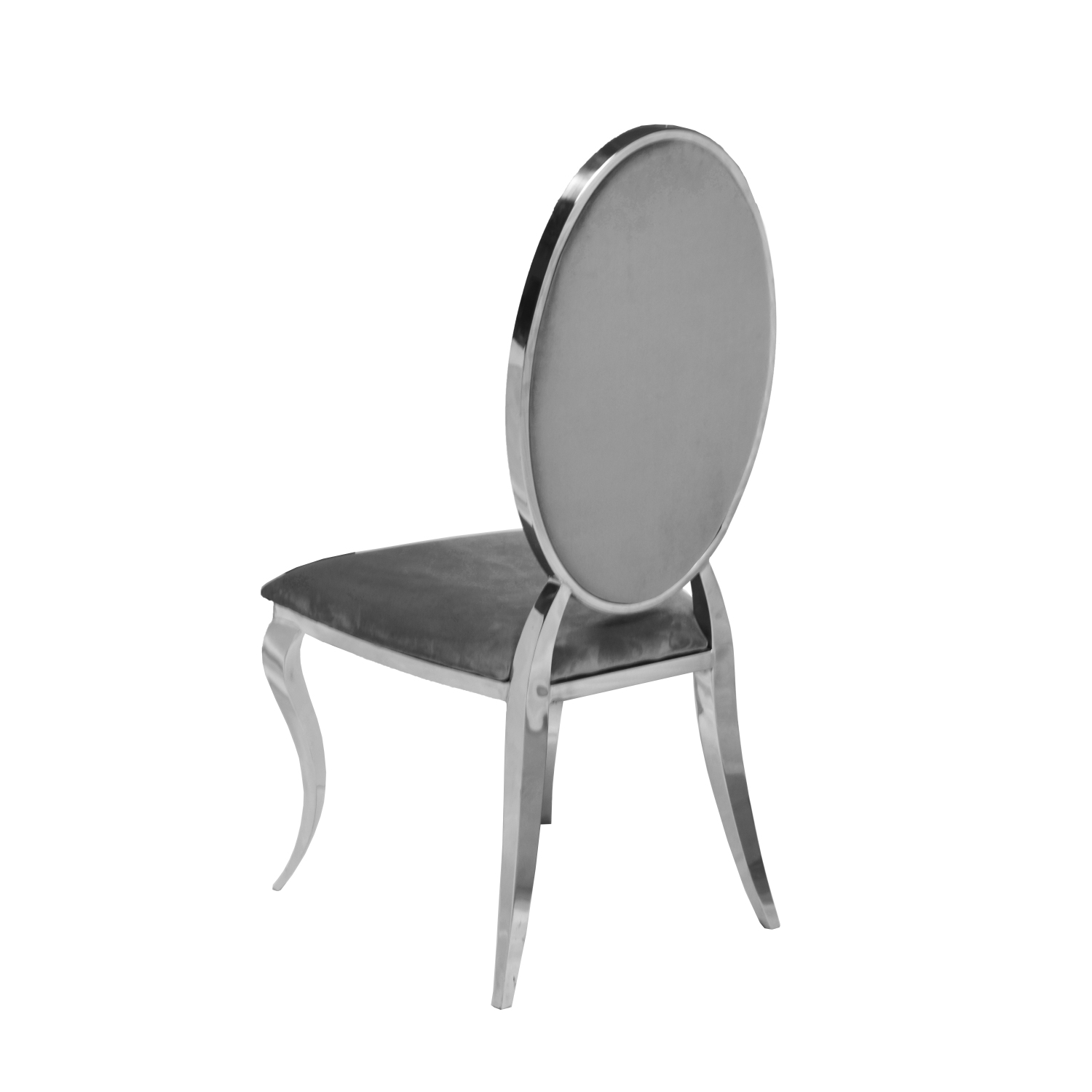 Grey Velvet Bronx Dining Chair with Chrome Frame and Legs