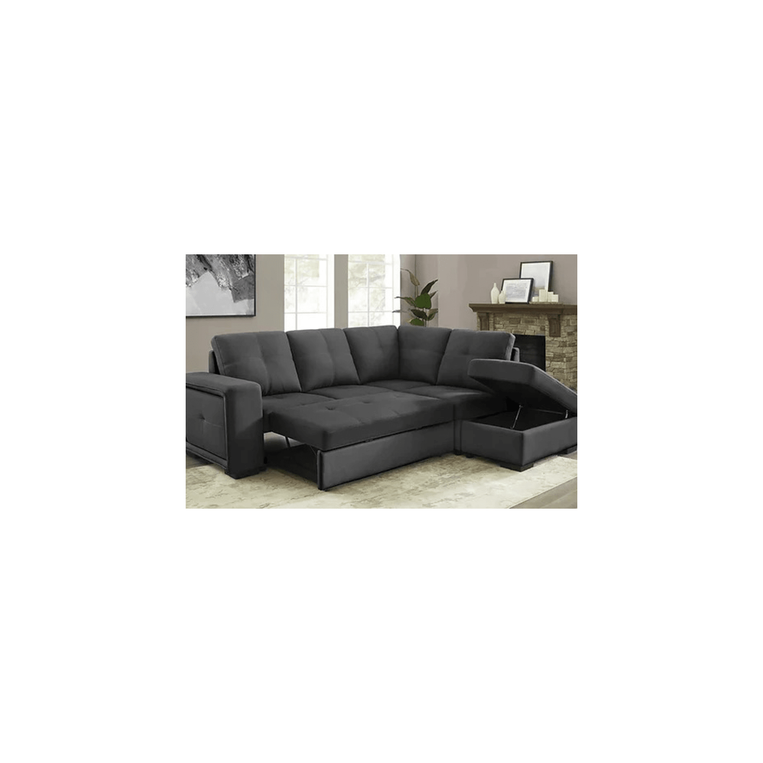 Queensons 94-inch Soho Sofa Bed with Pull-Out Sleeper, Corner Sofa Bed with Ottoman with Storage, Pull-Out Sleeper Sofa 2 in 1 Sofa Bed * FREE