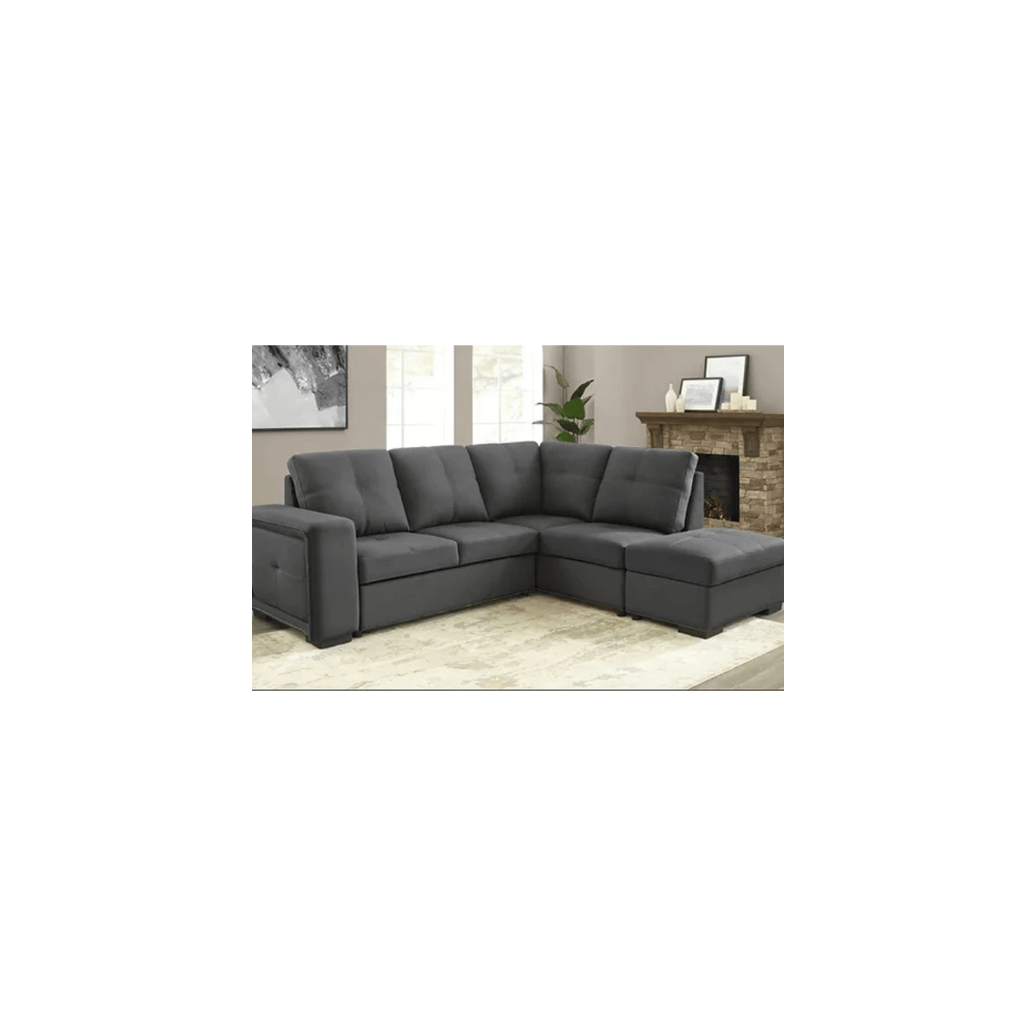 Queensons 94-inch Soho Sofa Bed with Pull-Out Sleeper, Corner Sofa Bed with Ottoman with Storage, Pull-Out Sleeper Sofa 2 in 1 Sofa Bed * FREE