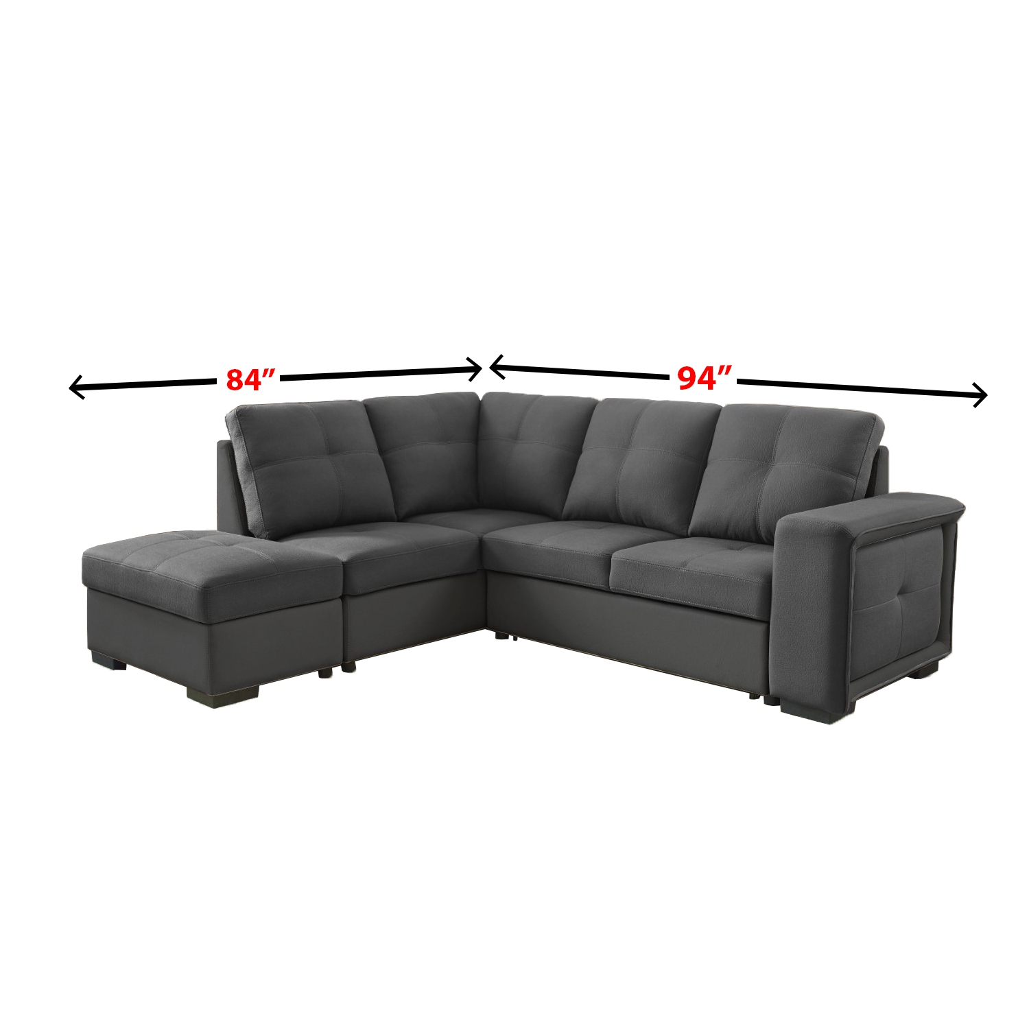 Queensons 94-inch Soho Sofa Bed with Pull-Out Sleeper, Corner Sofa Bed with Ottoman with Storage, Pull-Out Sleeper Sofa 2 in 1 Sofa Bed * FREE