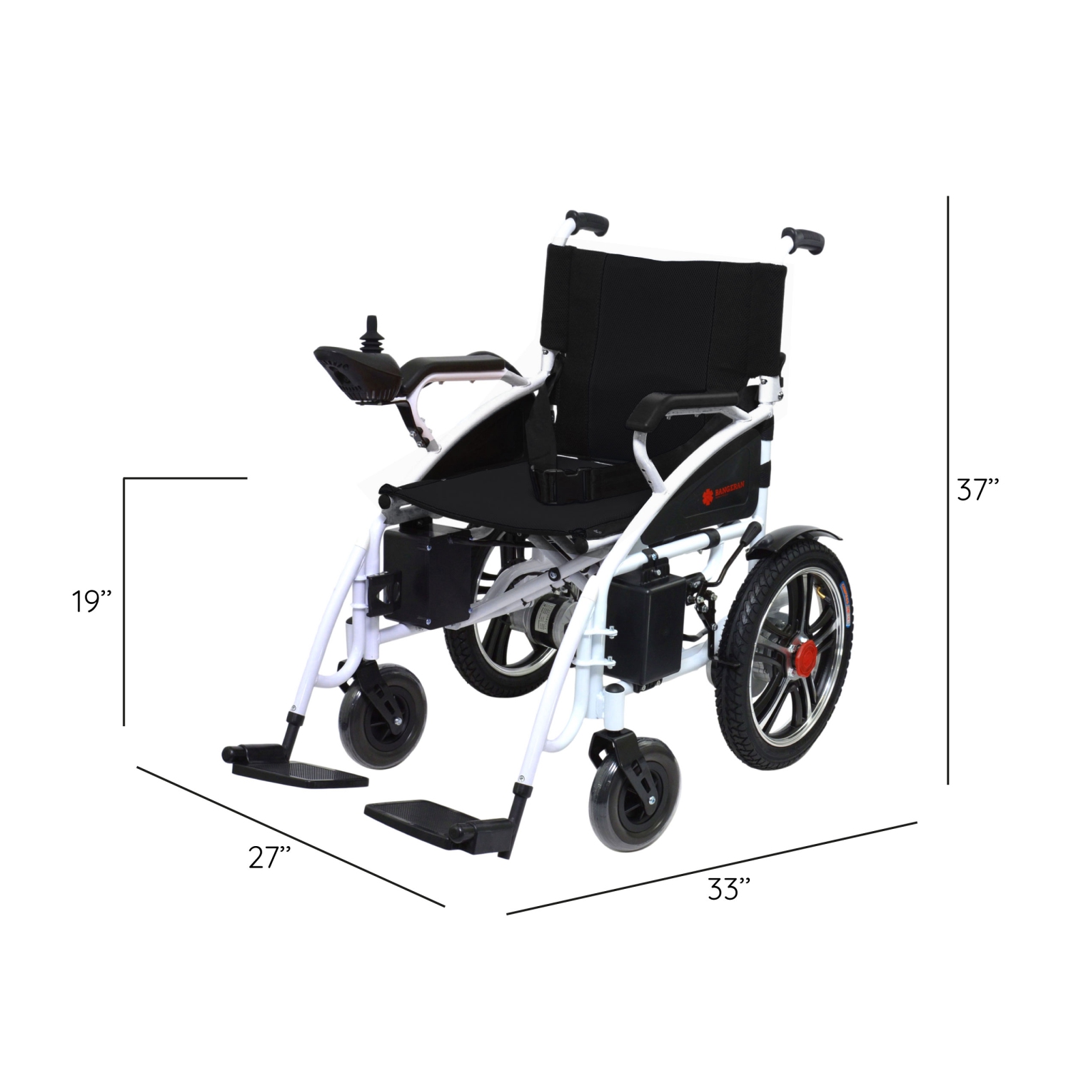 Fauteuil Roulant Léger Électrique Pliable, Wagon Handicapé Confortable, Mobilité Des Personnes Âgées - Siège Noir À Cadre Blanc