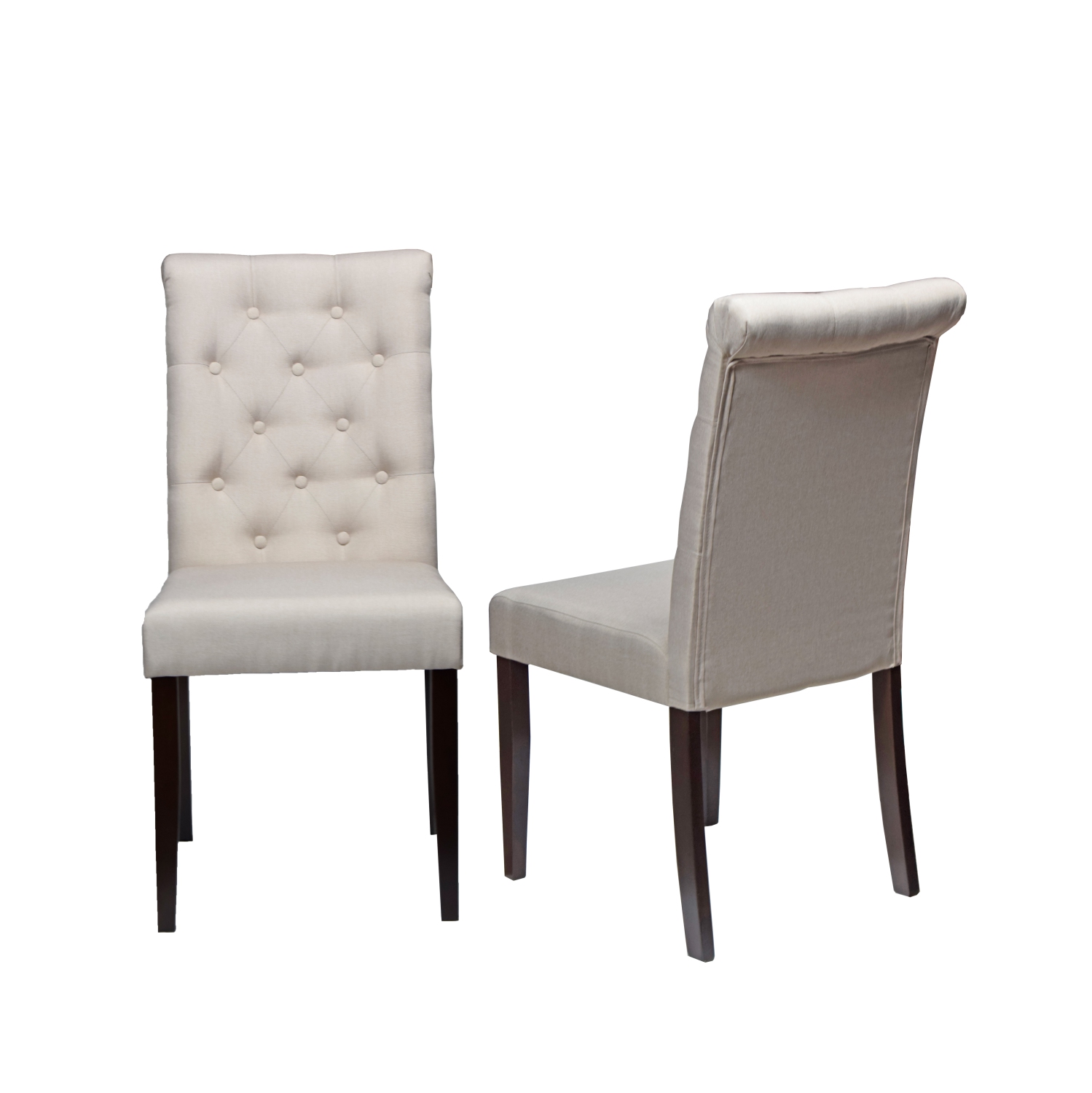 Beige Dining Chair Roxy with Espresso Legs