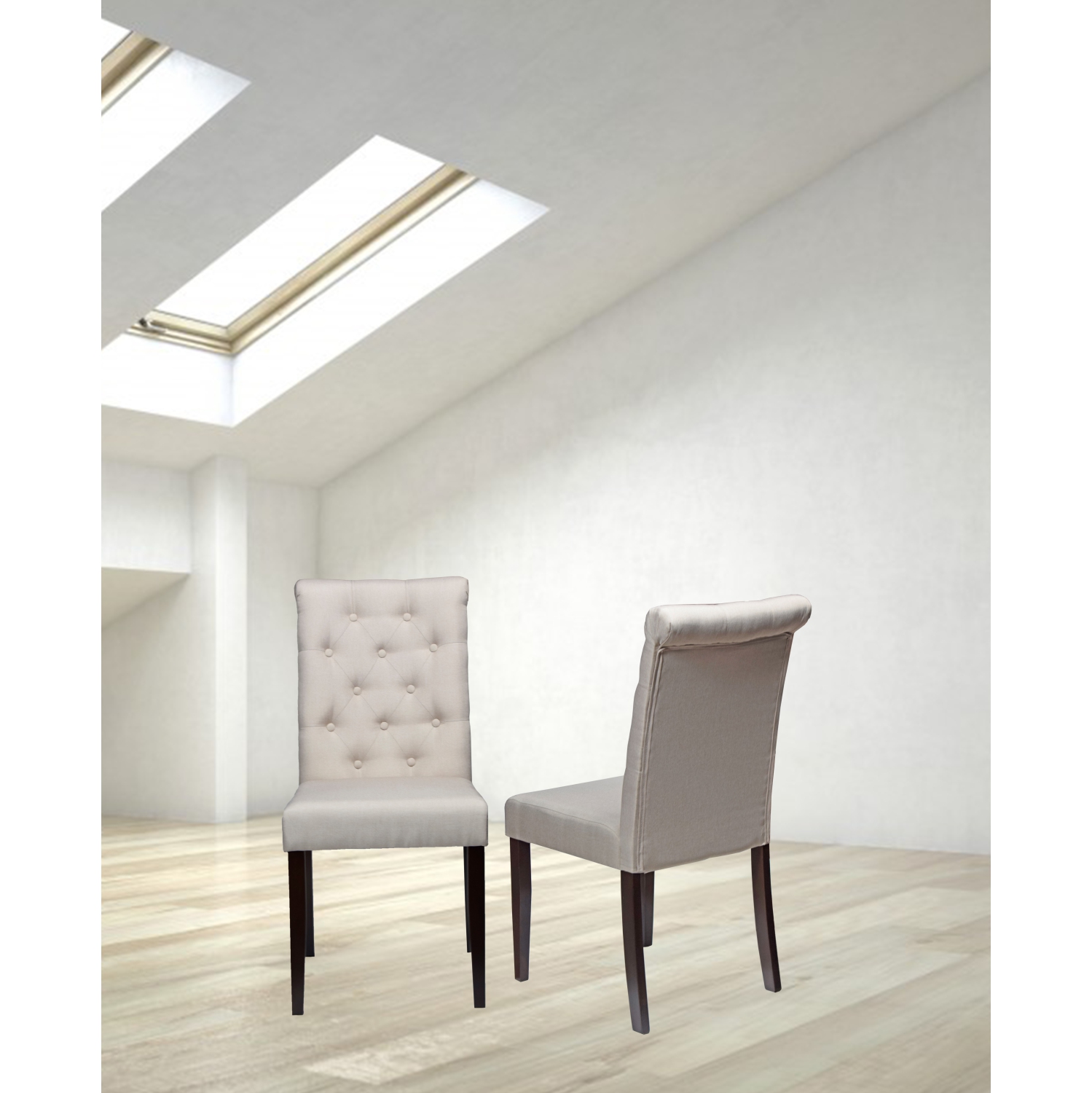 Beige Dining Chair Roxy with Espresso Legs