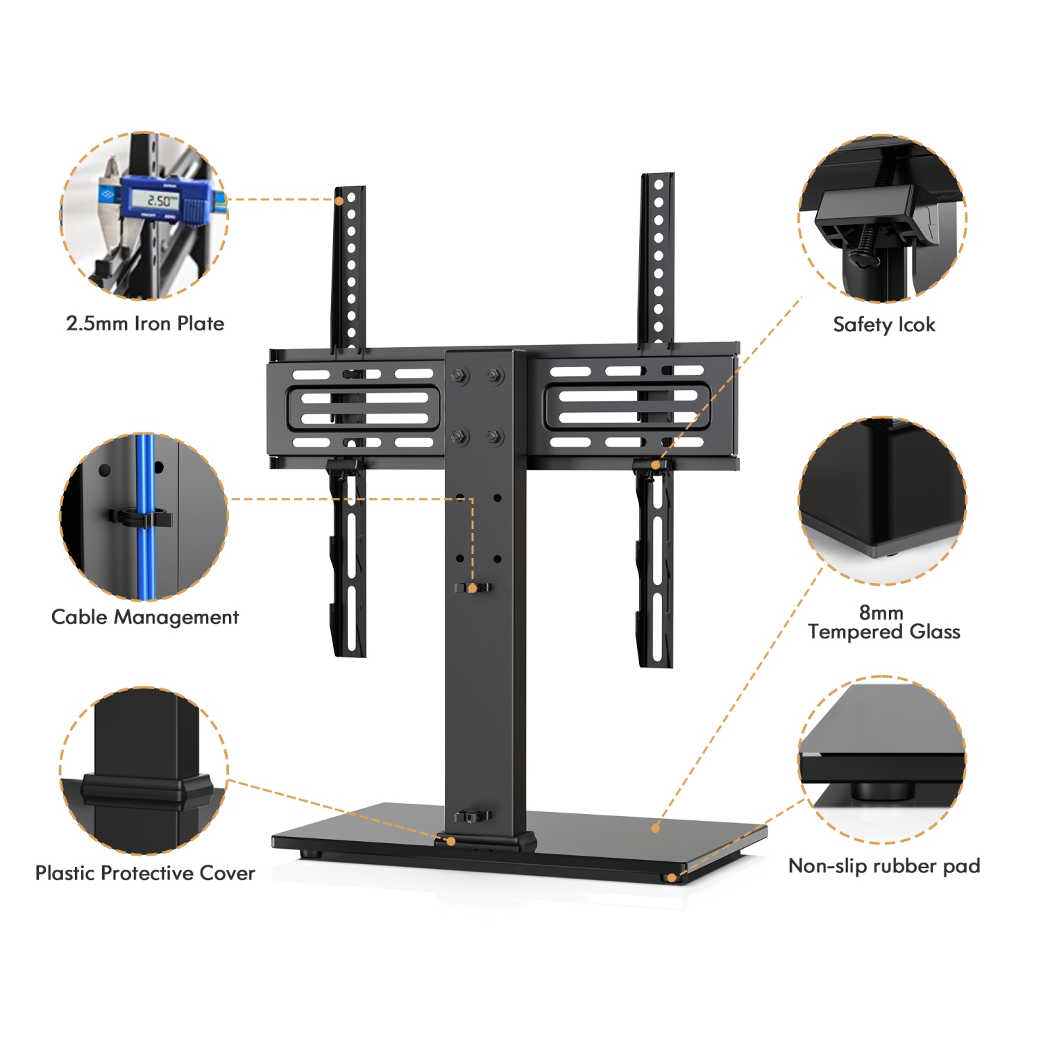 Meuble pour téléviseur de 27 à 55 po avec support et hauteur réglable VESA jusqu’à 400 x 400 mm de FITUEYES