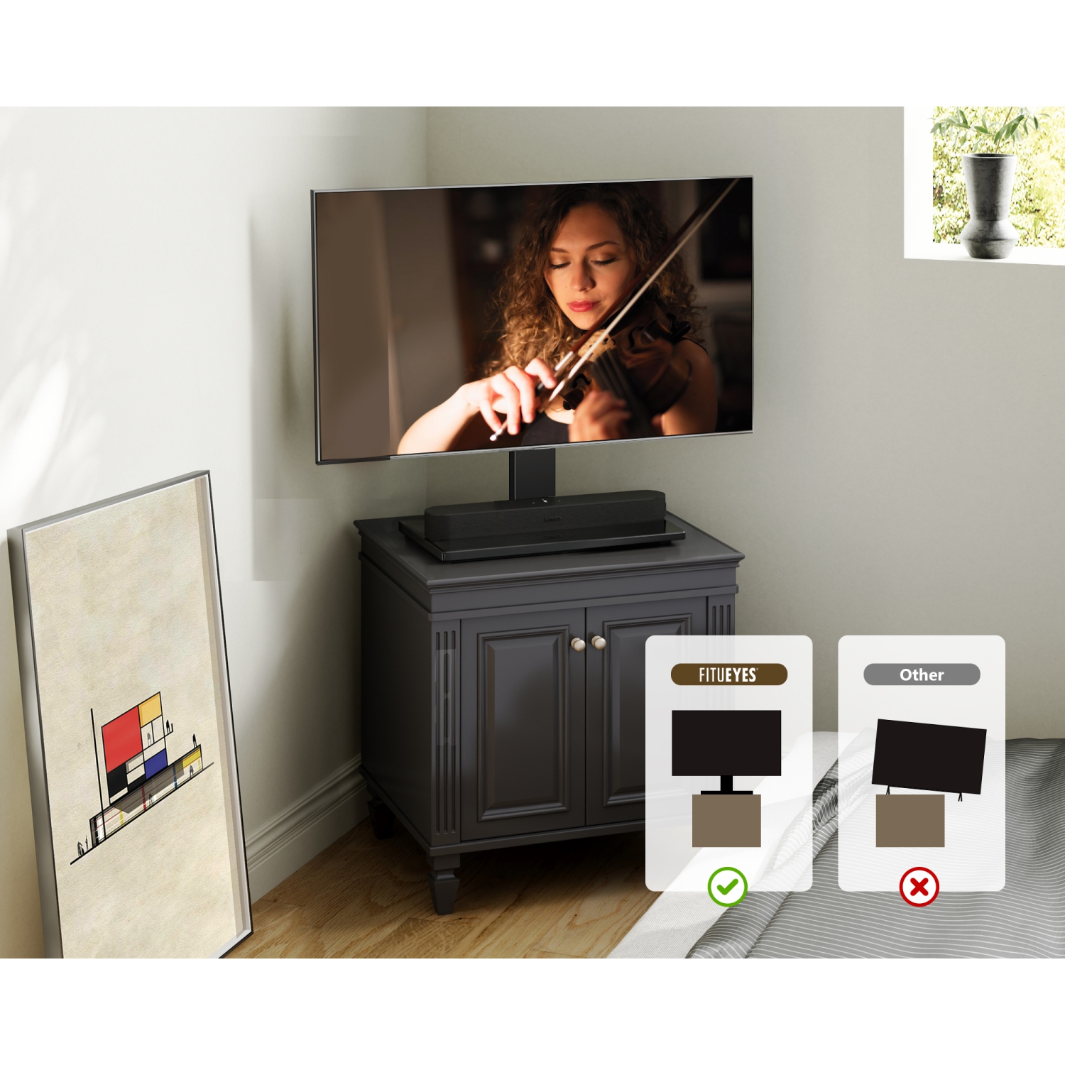 Meuble pour téléviseur de 27 à 55 po avec support et hauteur réglable VESA jusqu’à 400 x 400 mm de FITUEYES