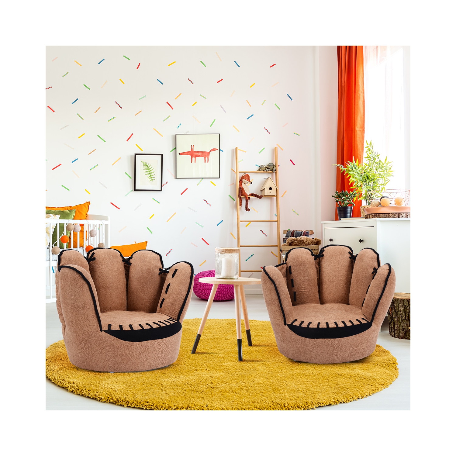 Topbuy Kids Armrest Sofa Five Finger Children Leisure Upholstered Chair