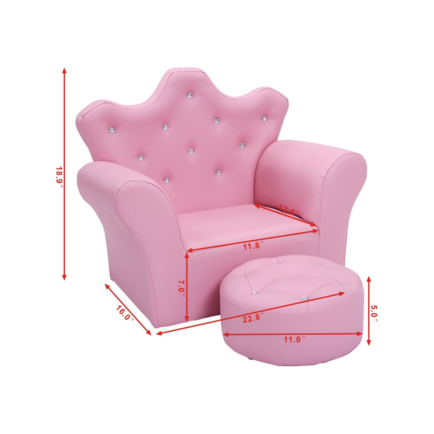 TopBuy – Fauteuil de loisirs pour tout-petits avec accoudoirs et canapé-éponge pour enfants, rose